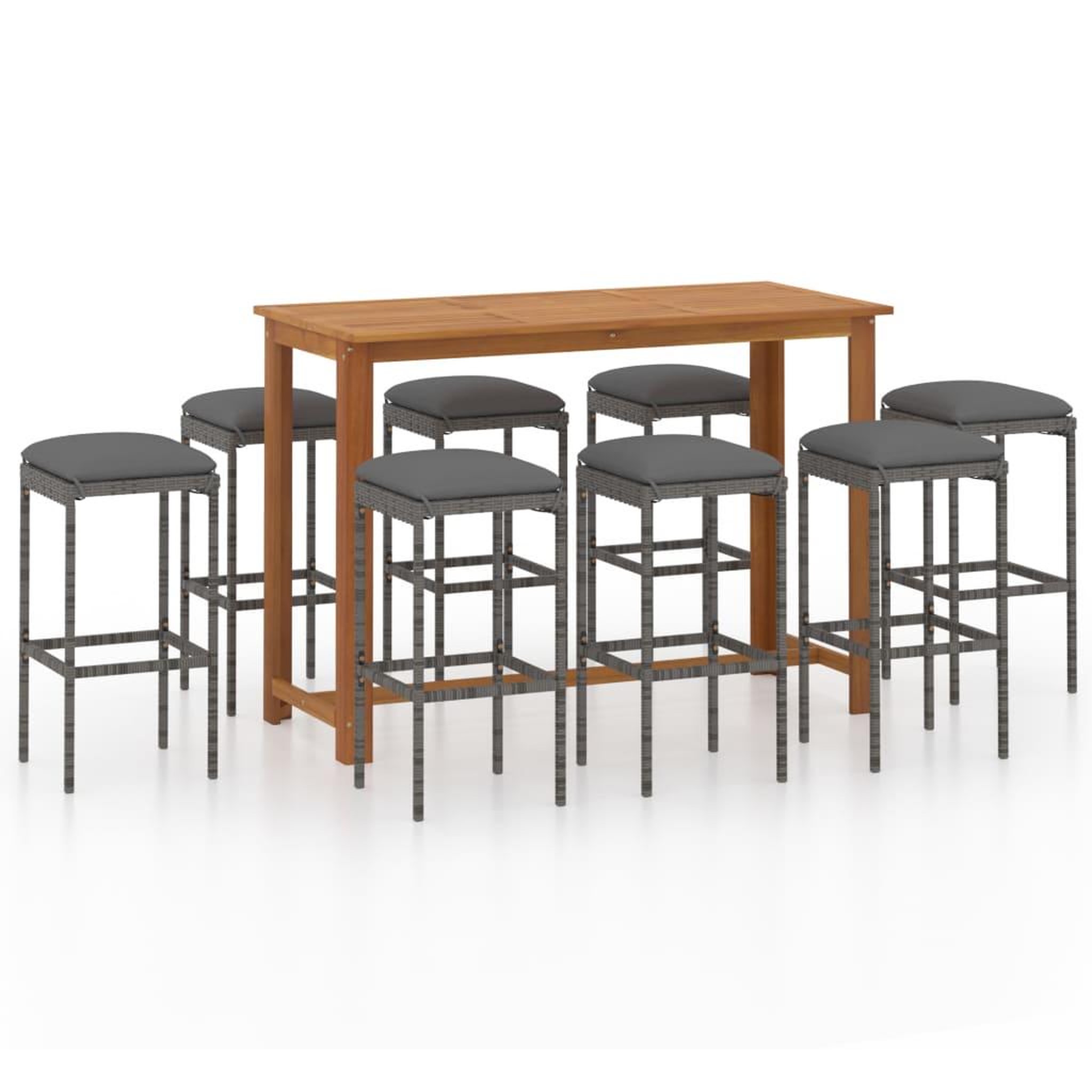 Voir la diapositive 2 : VIDAXL Ensemble de bar de jardin avec coussins 9 pcs Gris