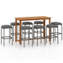Voir la diapositive 2 : VIDAXL Ensemble de bar de jardin avec coussins 9 pcs Gris