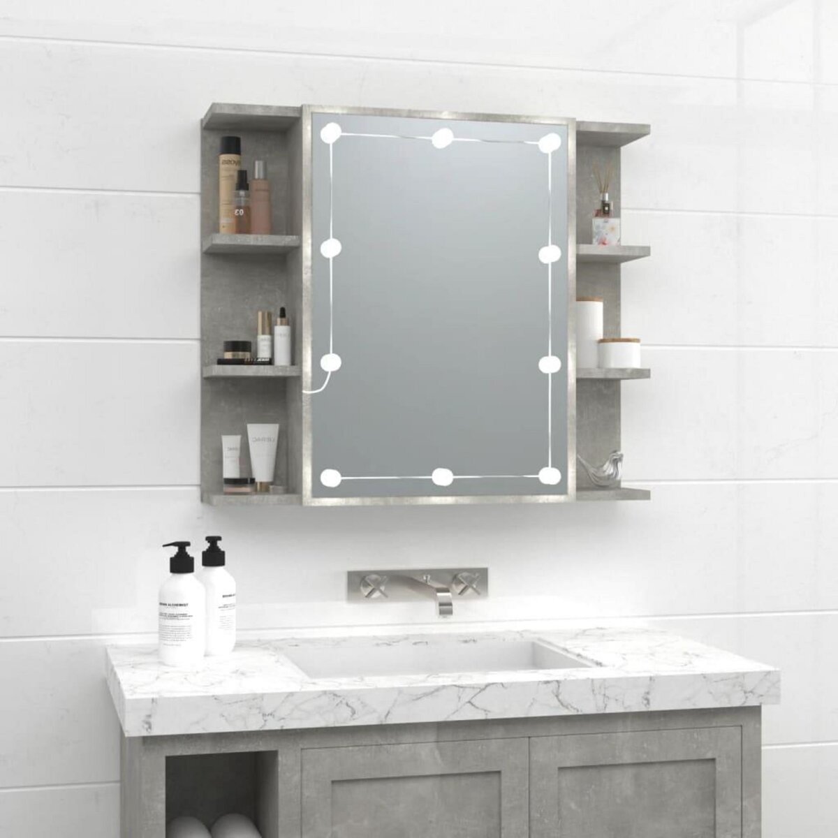 VIDAXL Armoire a miroir avec LED Gris beton 70x16,5x60 cm