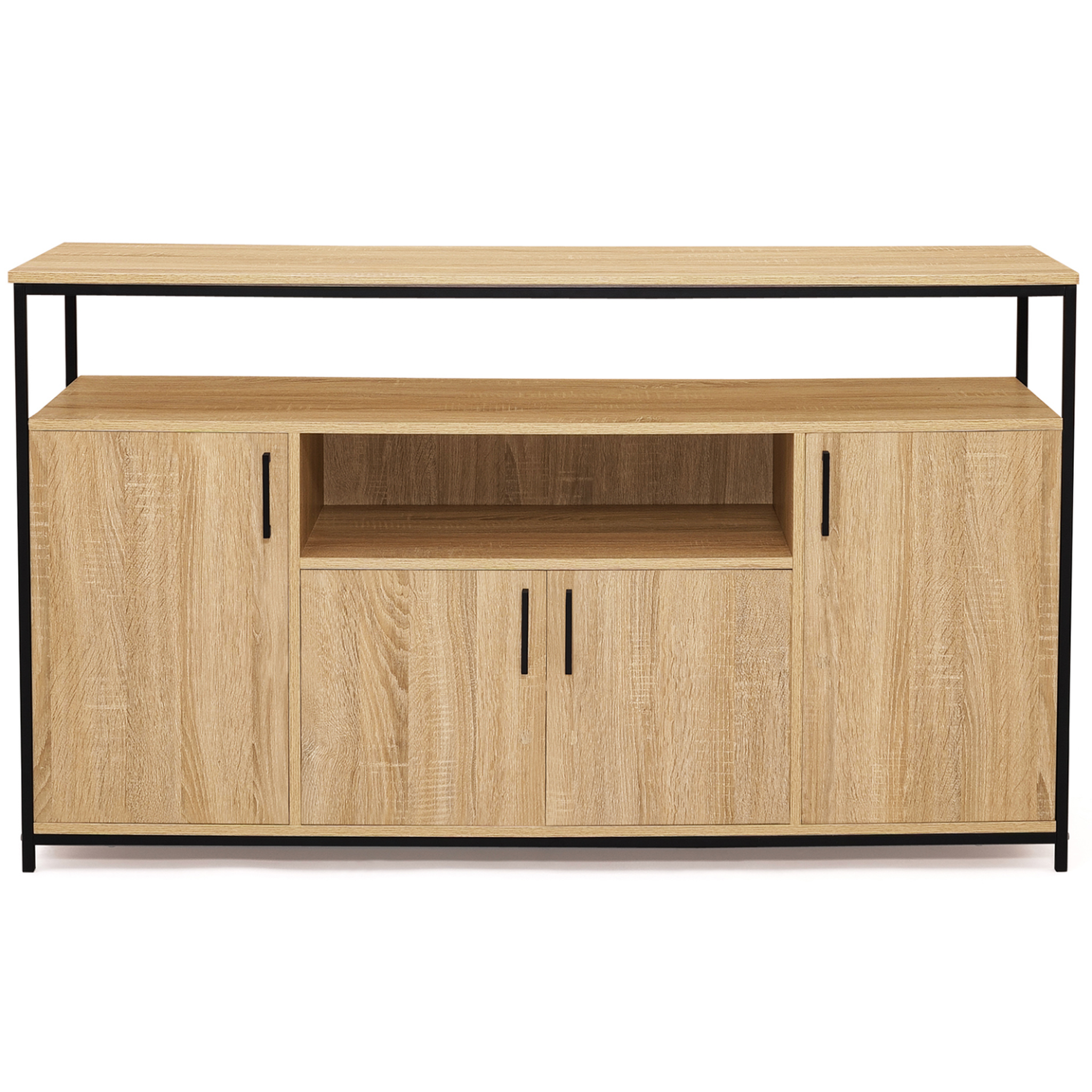 Voir la diapositive 3 : ID MARKET Buffet 140 cm detroit 4 portes avec niche design industriel