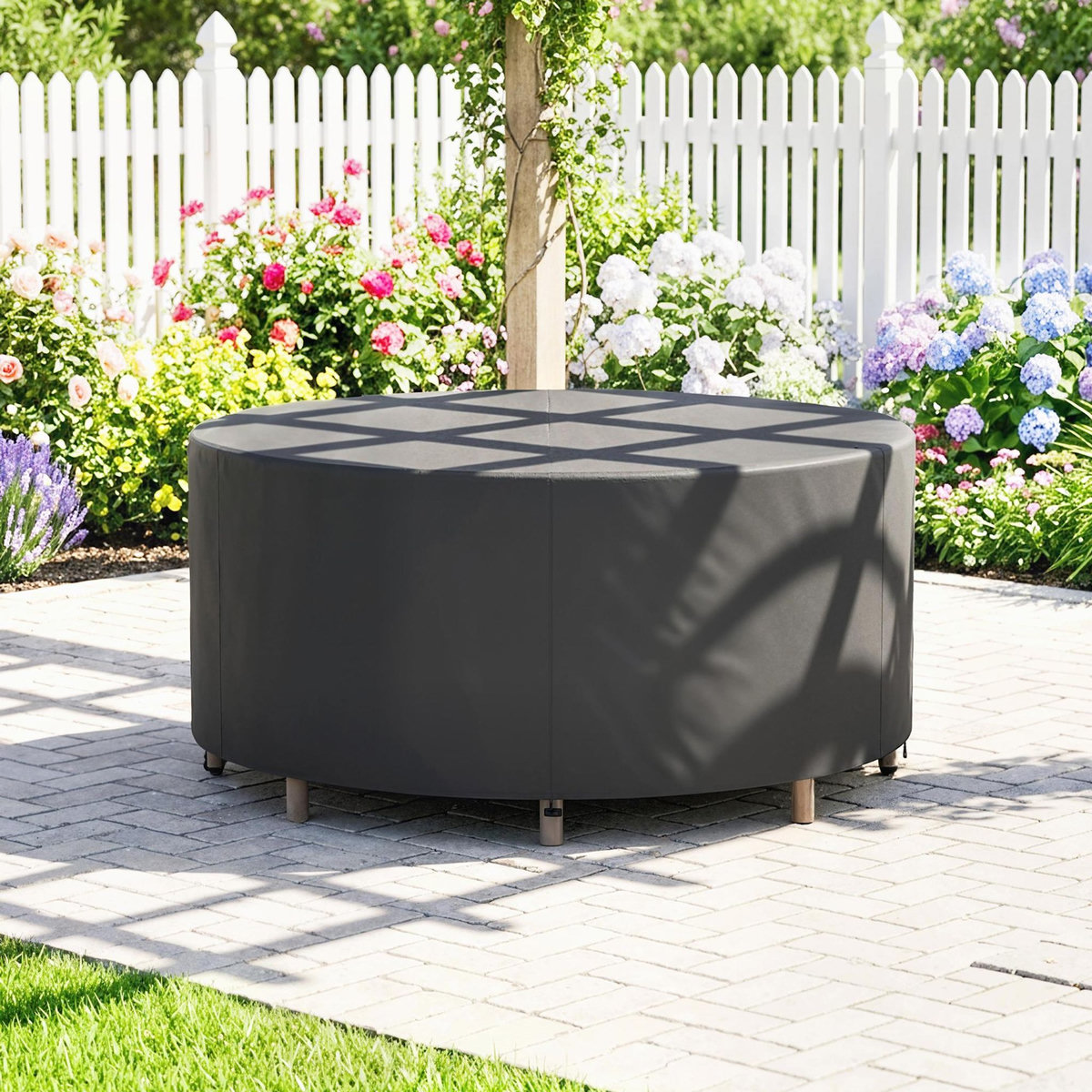 OUTSUNNY Housse meuble de jardin imperméable Oxford haute densité 420D dia.200 x H.80 cm noir
