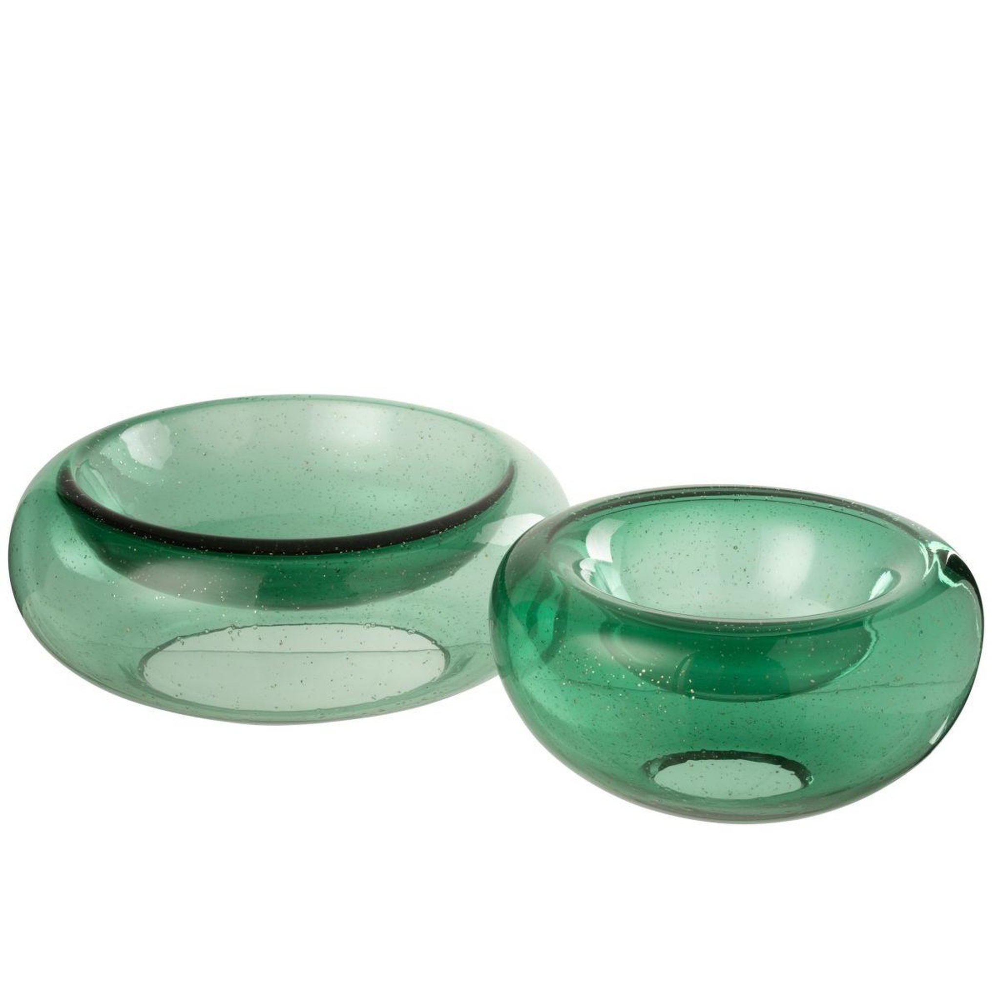 Voir la diapositive 2 : J-LINE Coupelle déco en verre  carol  26cm vert émeraude