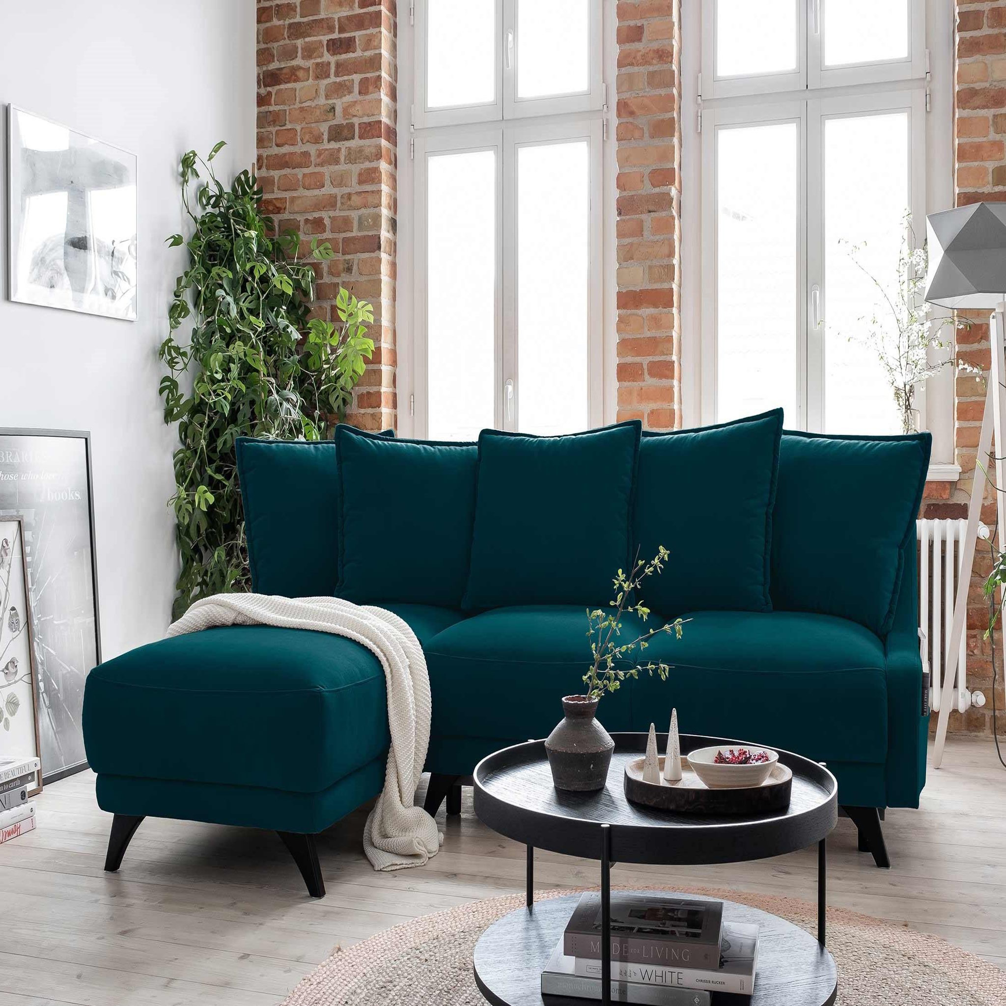 Voir la diapositive 1 : BEST MOBILIER Royal - canapé d'angle gauche - 4 places - convertible avec coffre - en velours