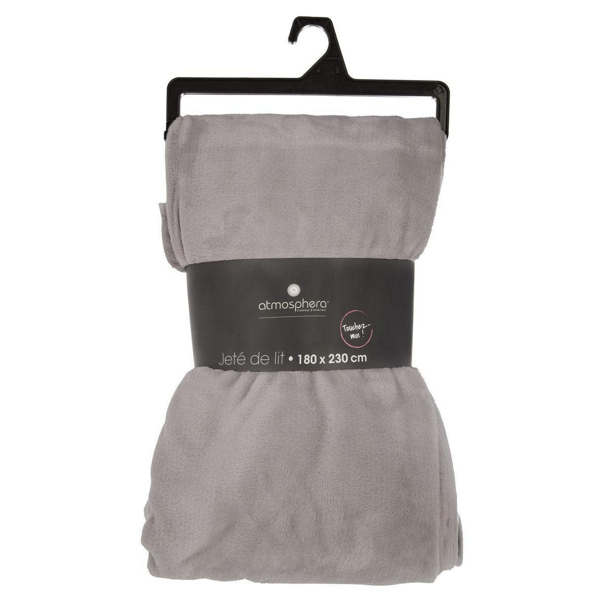 ATMOSPHERA Grand Plaid en flanelle uni - 230x180 - Gris