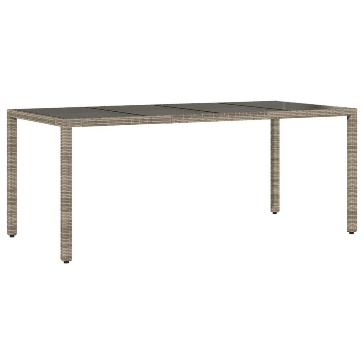 VIDAXL Table de jardin dessus en verre Gris 190x90x75cm Resine tressee