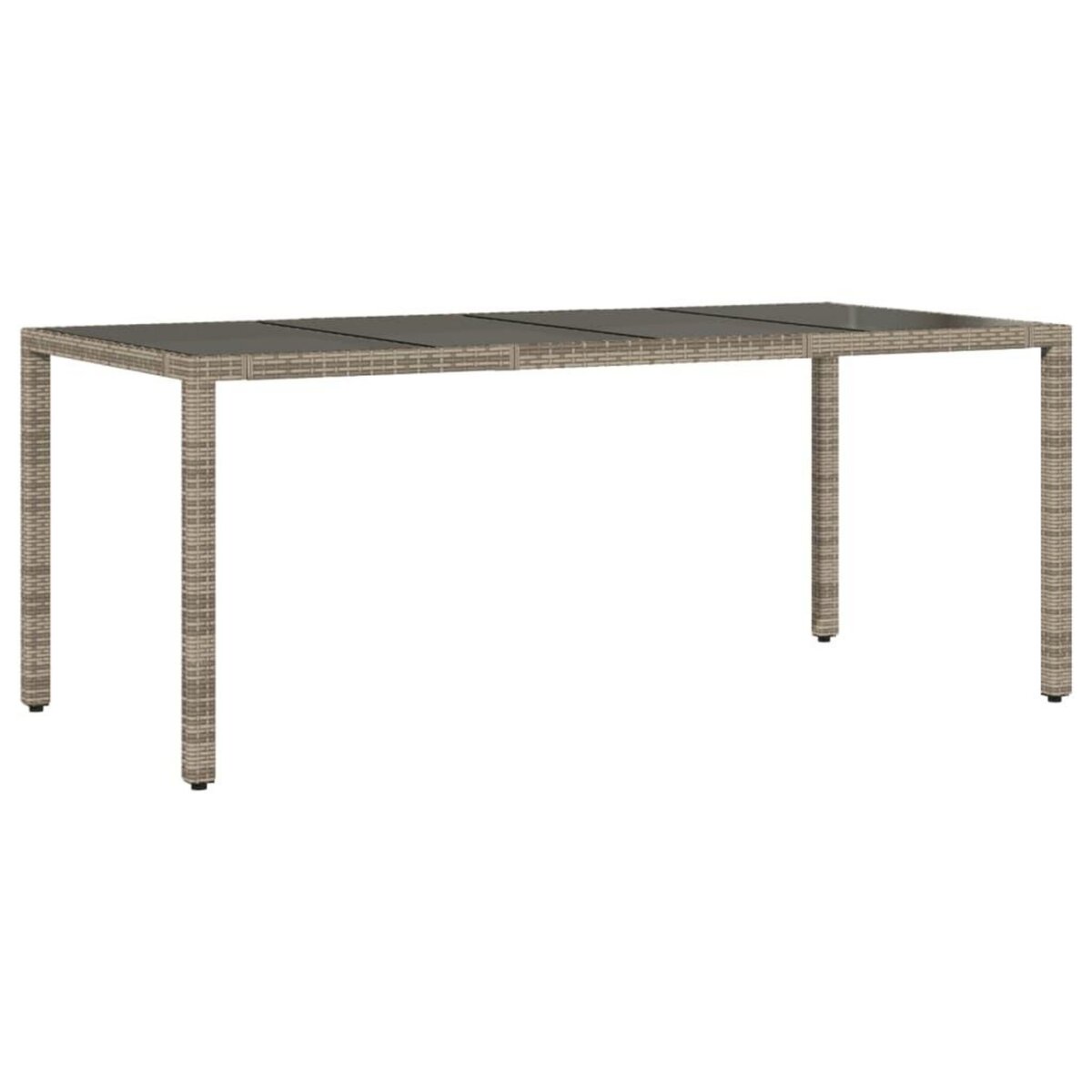 VIDAXL Table de jardin dessus en verre Gris 190x90x75cm Resine tressee