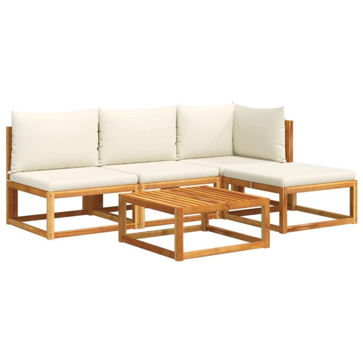 VIDAXL Salon de jardin avec coussins 5 pcs Bois d'acacia solide
