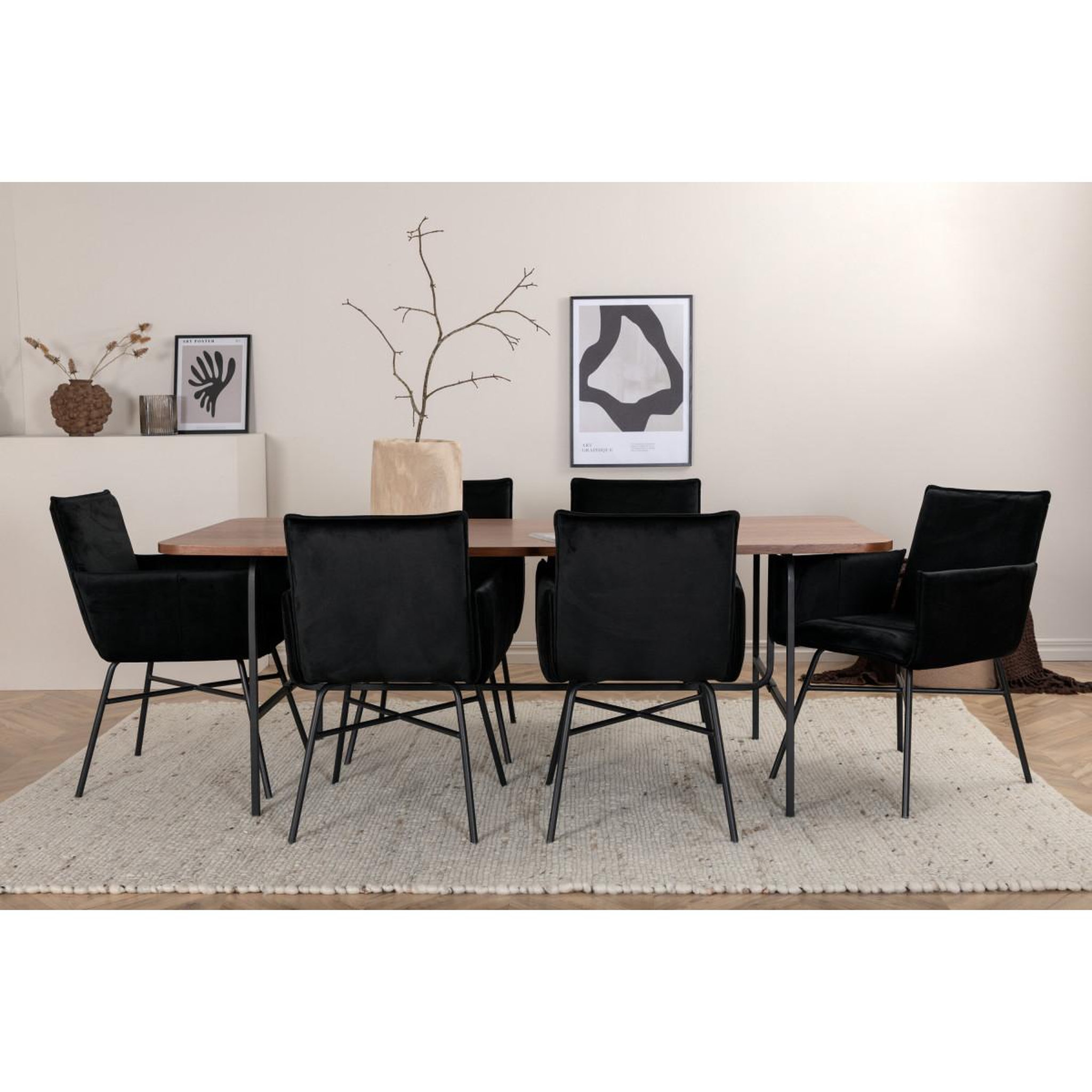 Voir la diapositive 6 : Paris Prix Ensemble table à manger & 6 chaises  uno & petra  200cm noir & marron