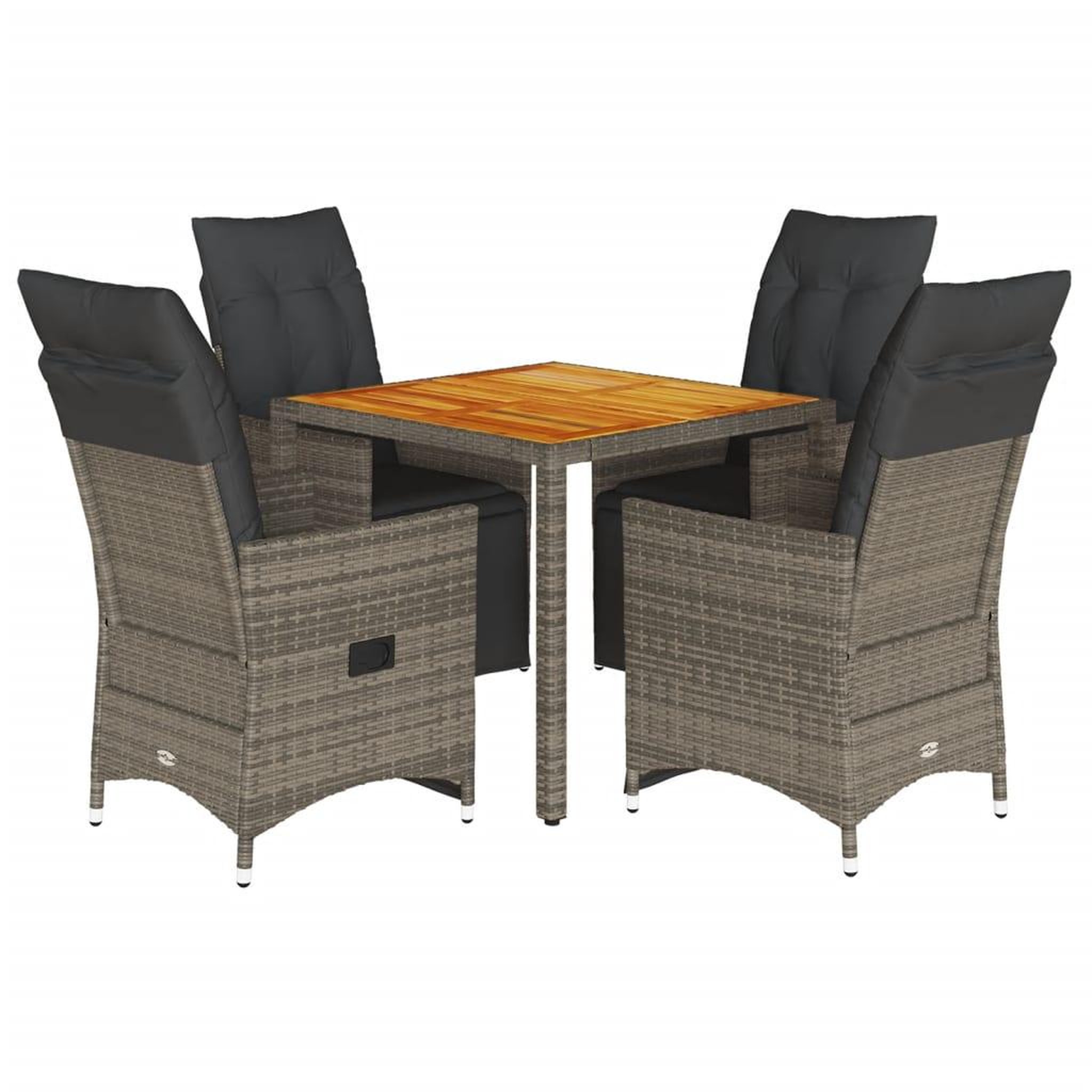 Voir la diapositive 2 : VIDAXL Ensemble de bistro de jardin 5 pcs coussins gris poly rotin