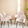Voir la diapositive 2 : SWEEEK Lot de 4 fauteuils en velours blanc cassé et pieds en métal noir. Shella L 57 x P 59 x H 84.5