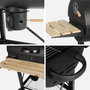 Voir la diapositive 6 : SWEEEK Barbecue américain charbon de bois - Serge noir - Smoker américain avec aérateurs. récupérateur de cendres. fumoir. housse