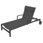 HESPERIDE Transat Ocala en aluminium avec roues. Coloris disponibles : Marron, Gris, Bleu