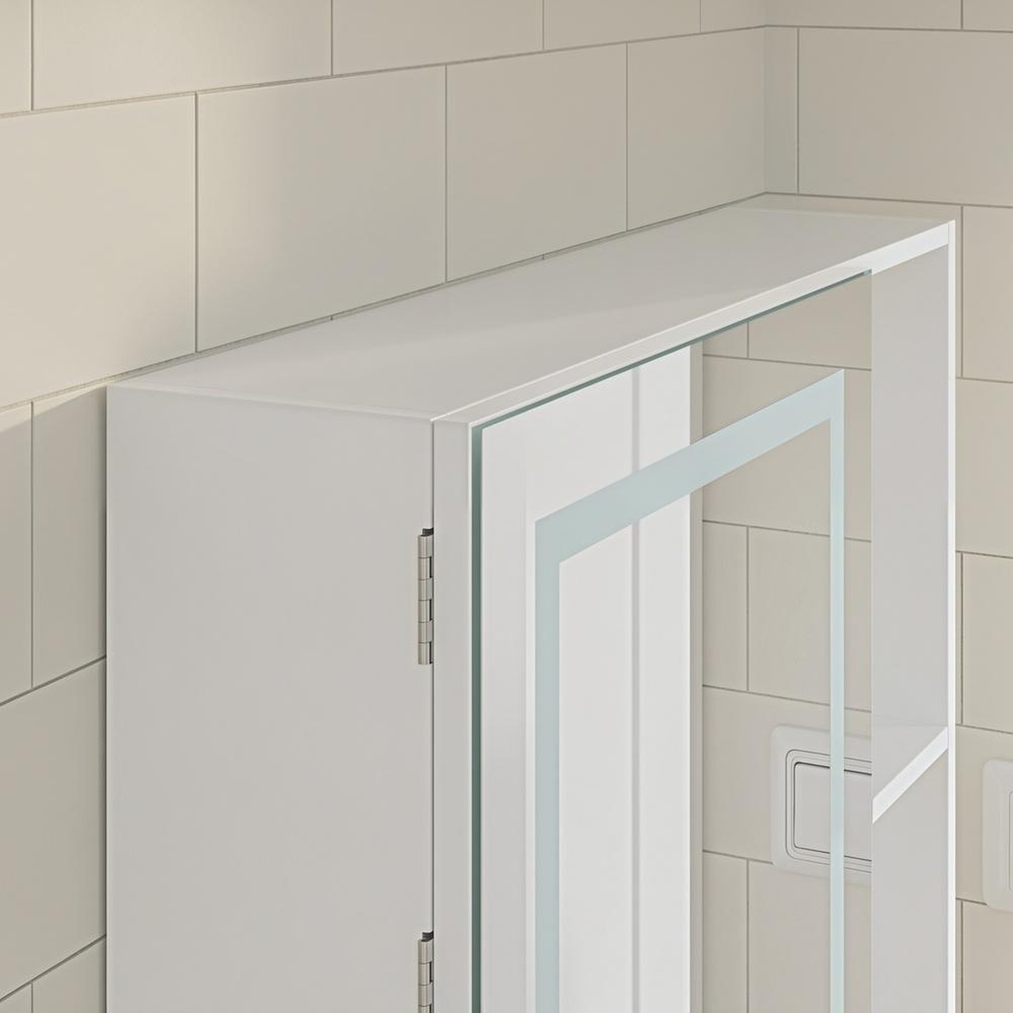 Voir la diapositive 4 : SOBUY Armoire murale de salle de bain avec miroir led, prise et usb, 1 porte, blanc