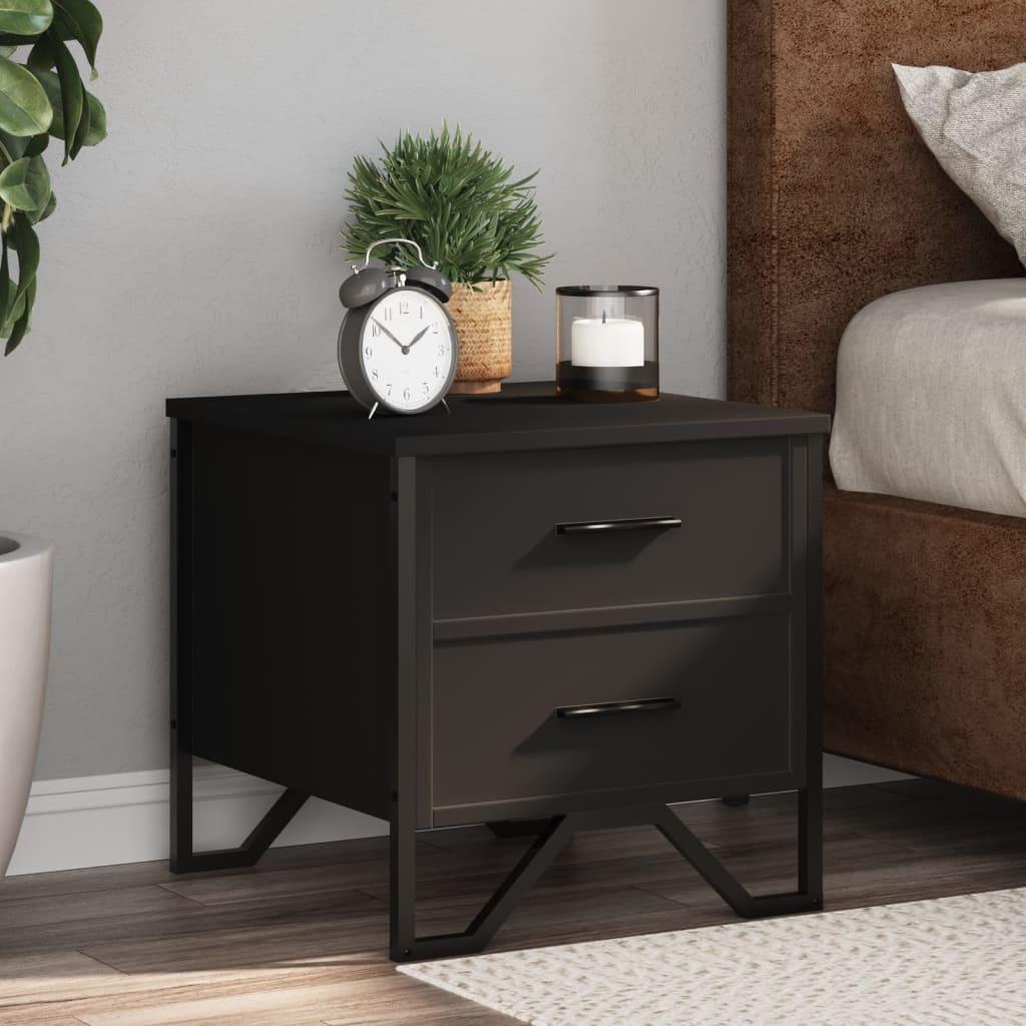 Voir la diapositive 1 : VIDAXL Table de chevet noir 40x41x40 cm bois d'ingenierie