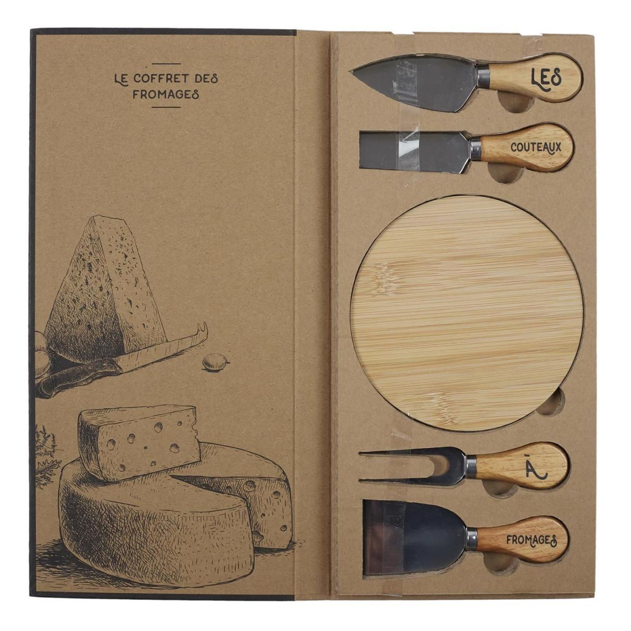 Voir la diapositive 3 : COOK CONCEPT Coffret 4 Couteaux & Planche  Orga  14cm Naturel