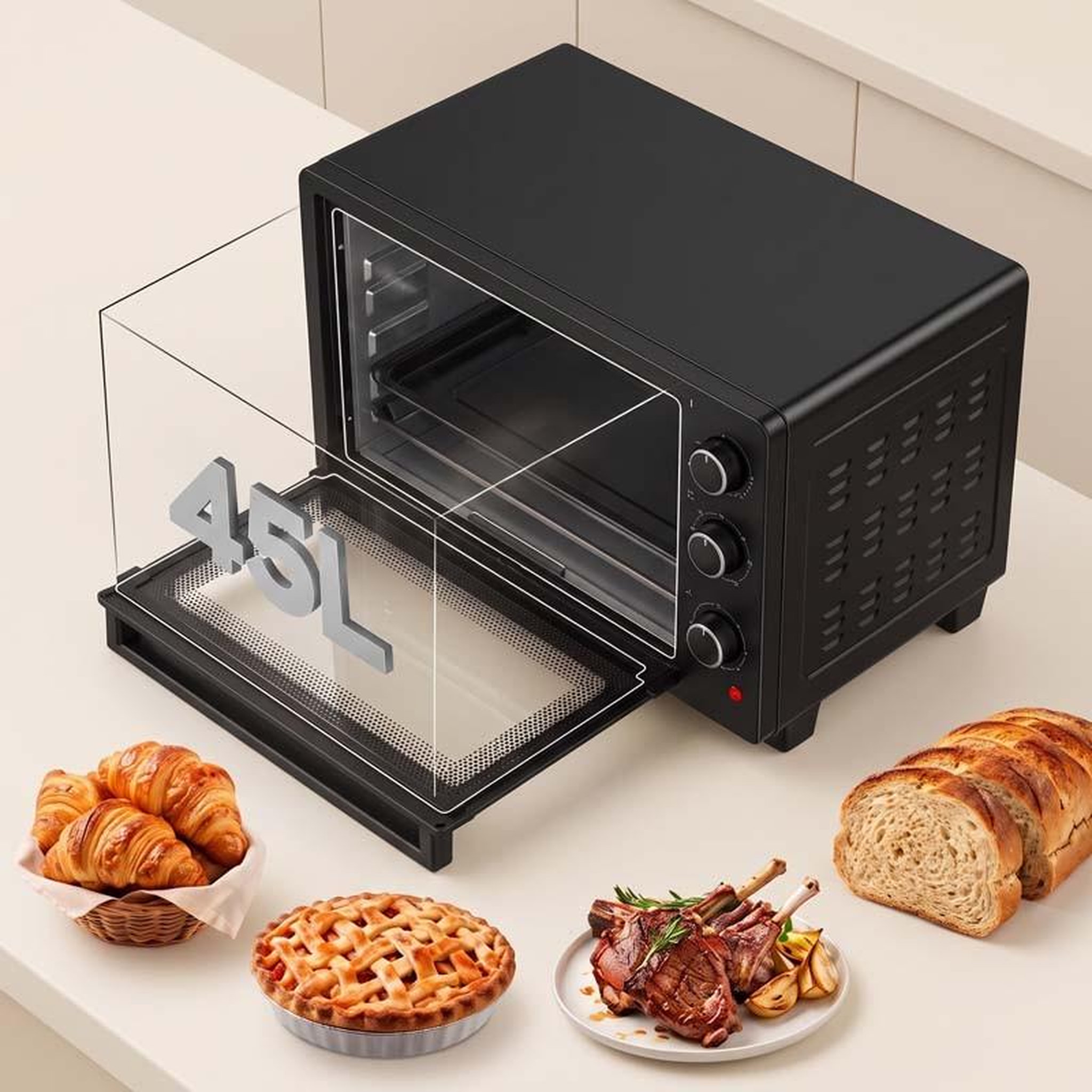 Voir la diapositive 2 : SCHNEIDER Schneider - sceo2345ctb - noir - four électrique 45 l posable - chaleur tournante - 1700 w