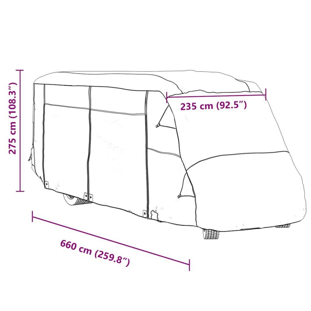 VIDAXL Housses de camping-car gris 660x235x275 cm tissu non tisse
