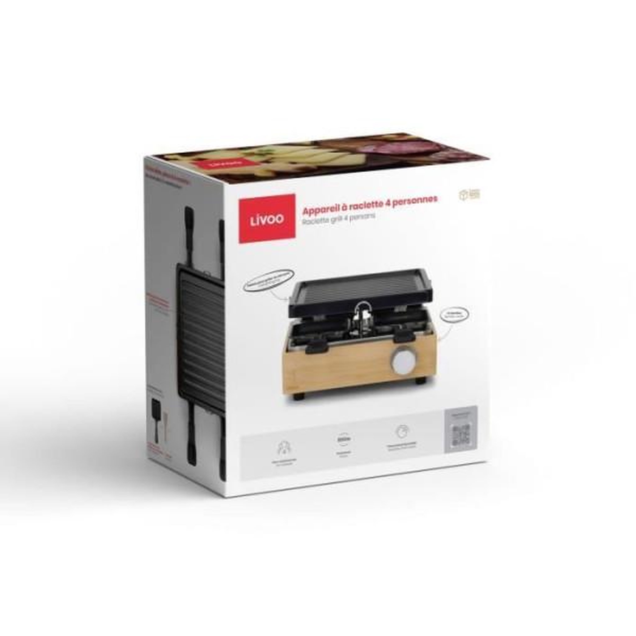 Voir la diapositive 6 : LIVOO Appareil à raclette 4 personnes 800w + gril - DOC311