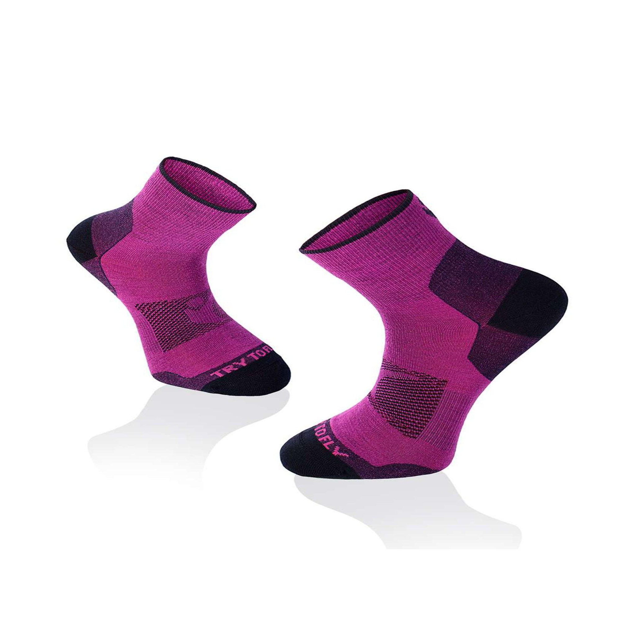 TRY TO FLY Chaussettes de randonnée courtes fines laine mérinos fuchsia