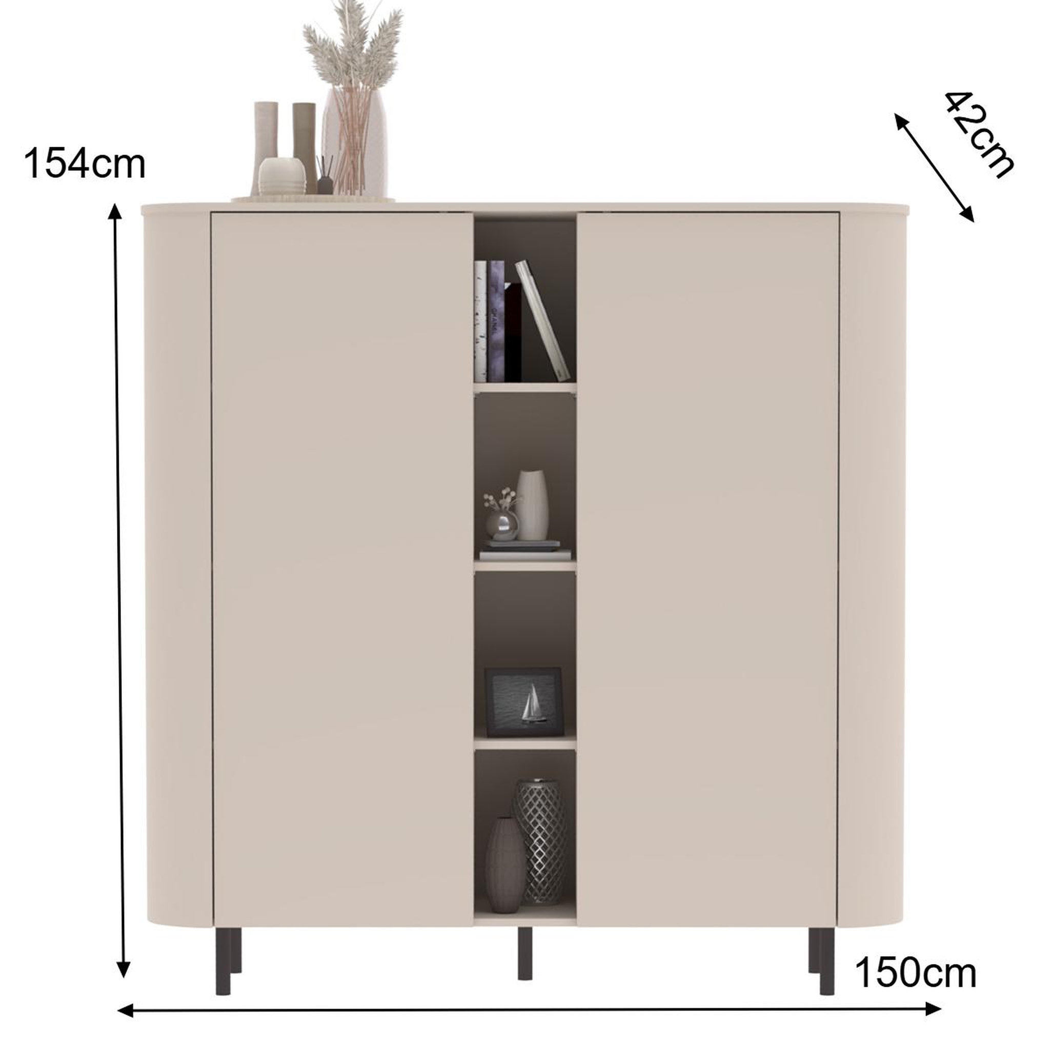 Voir la diapositive 5 : JLC KREATION Buffet haut moderne 2 portes beige cachemire olga
