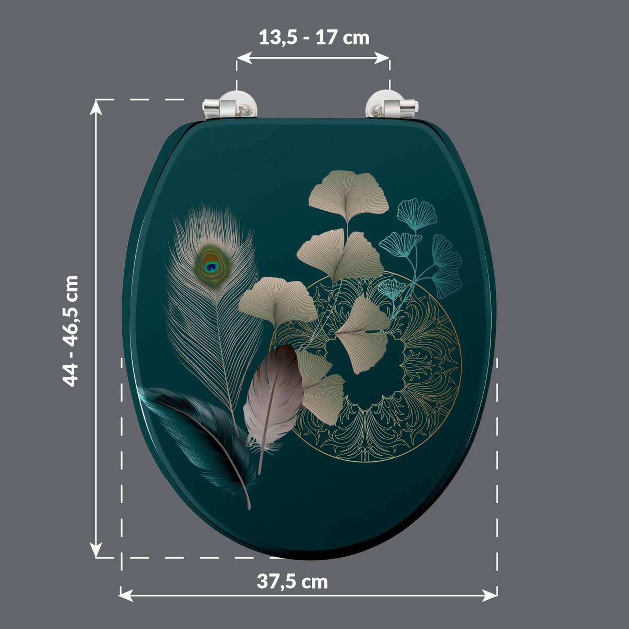Voir la diapositive 5 : Douceur d'Intérieur Abattant wc imprimé  ginkoblue  45cm vert foncé