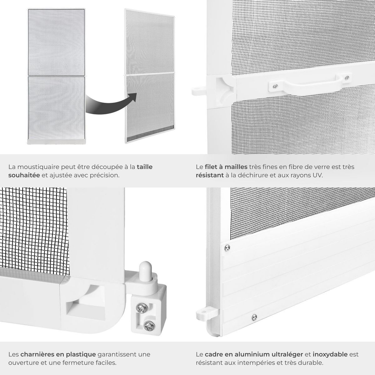 tectake Moustiquaire pour portes blanc