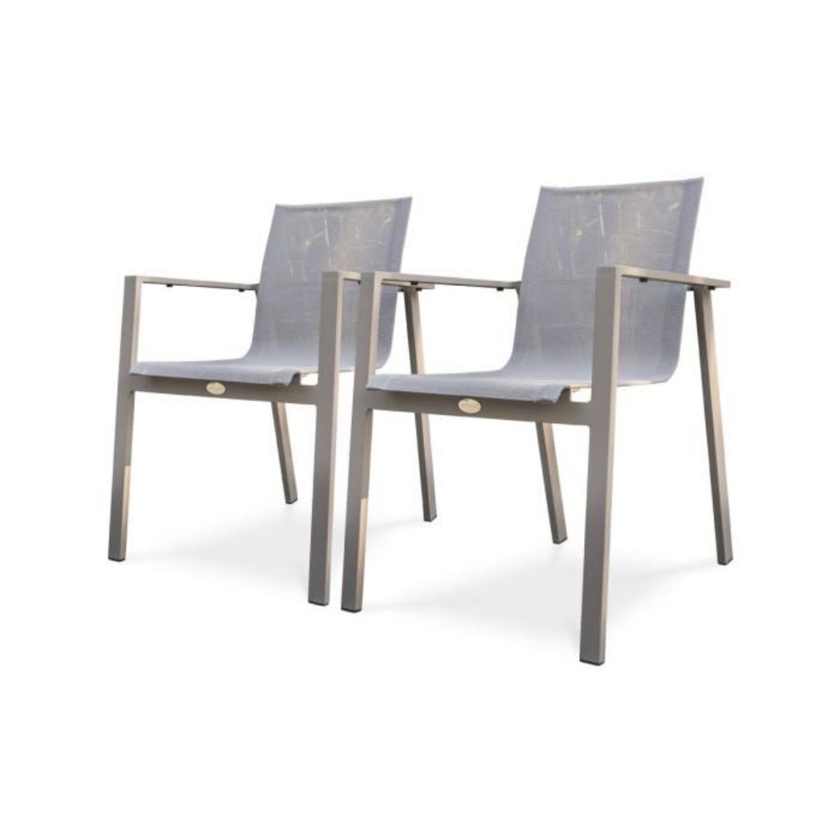 Paris Prix Lot de 2 Fauteuils de Jardin Empilables  Zahara  84cm Taupe