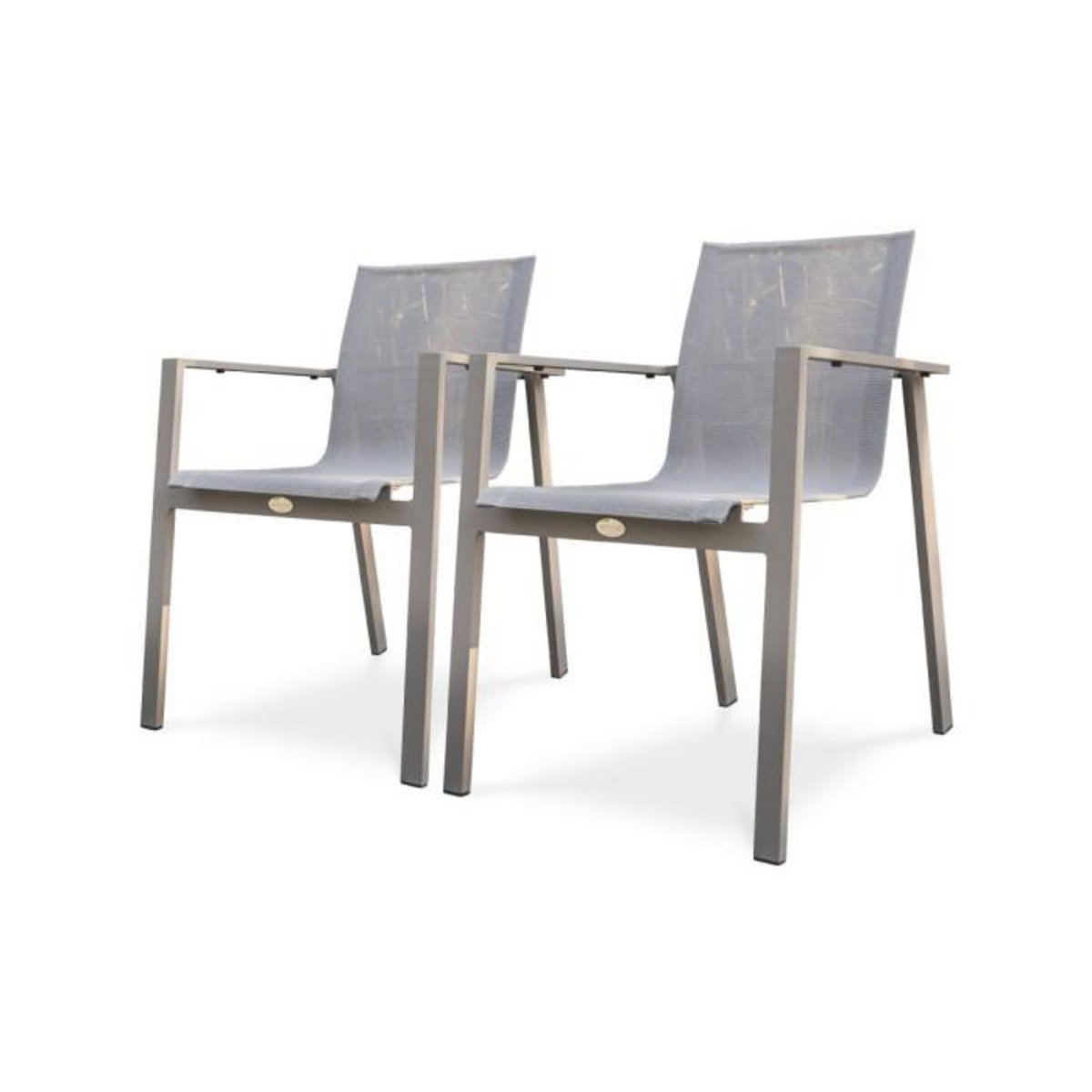 Paris Prix Lot de 2 Fauteuils de Jardin Empilables  Zahara  84cm Taupe