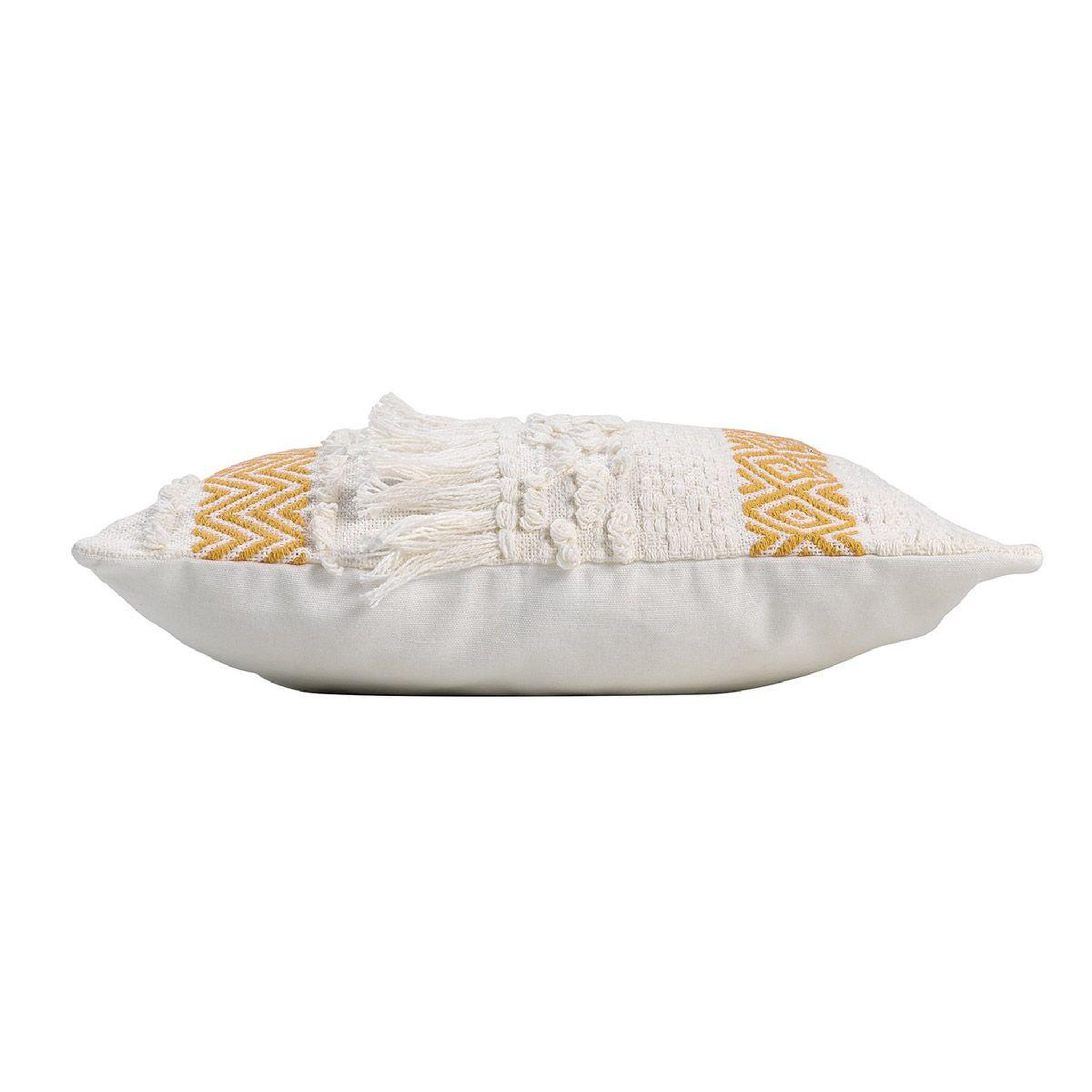 Voir la diapositive 2 : Douceur d'Intérieur Coussin déco à franges  zya  40x40cm jaune