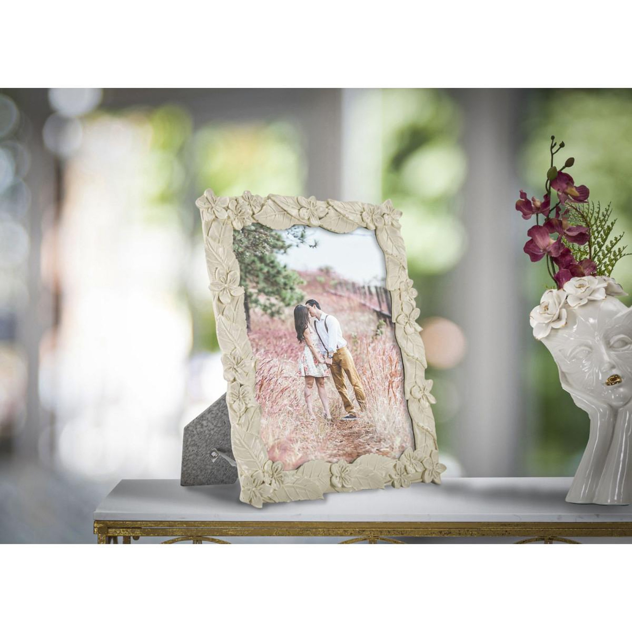 Voir la diapositive 5 : Paris Prix Cadre photo déco fleurs  leaf  20x25cm crème