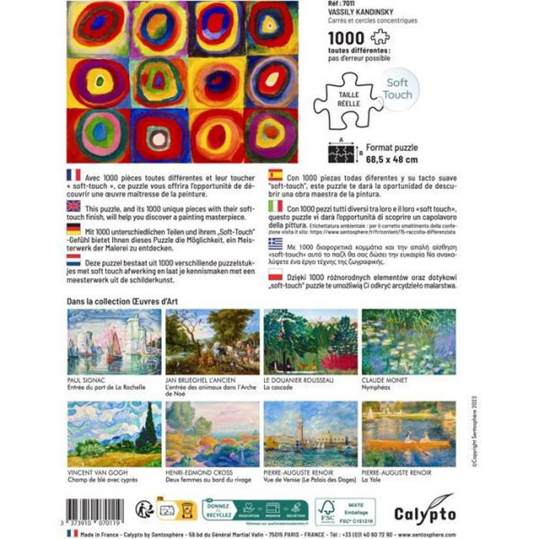 Voir la diapositive 2 : Sentosphere Puzzle 1000 pieces - carres et cercles concentriques - vassily kandisnky