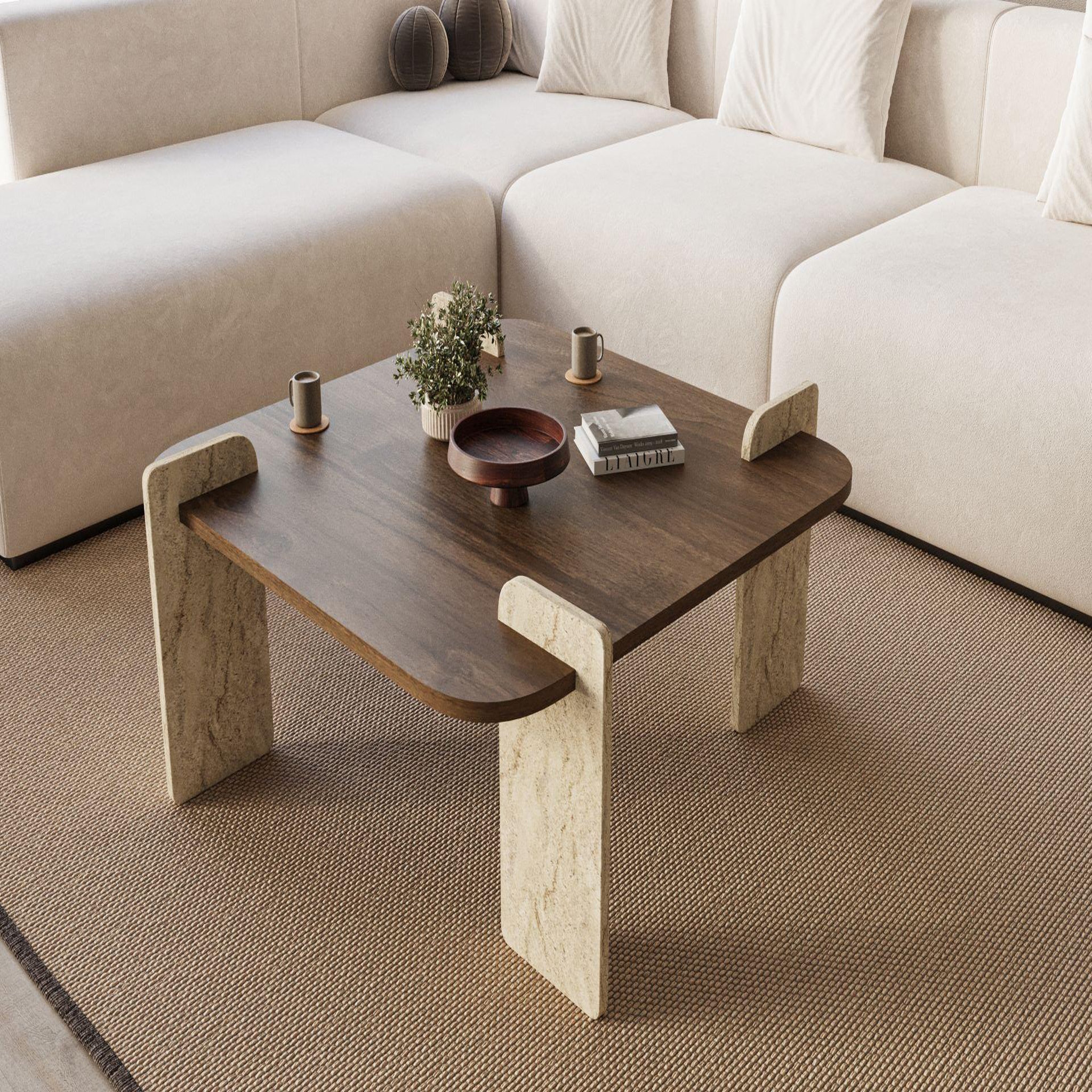 Voir la diapositive 2 : Habitat et Jardin Table basse en bois  afrolli  - 90 x 90 x 35 cm - marron