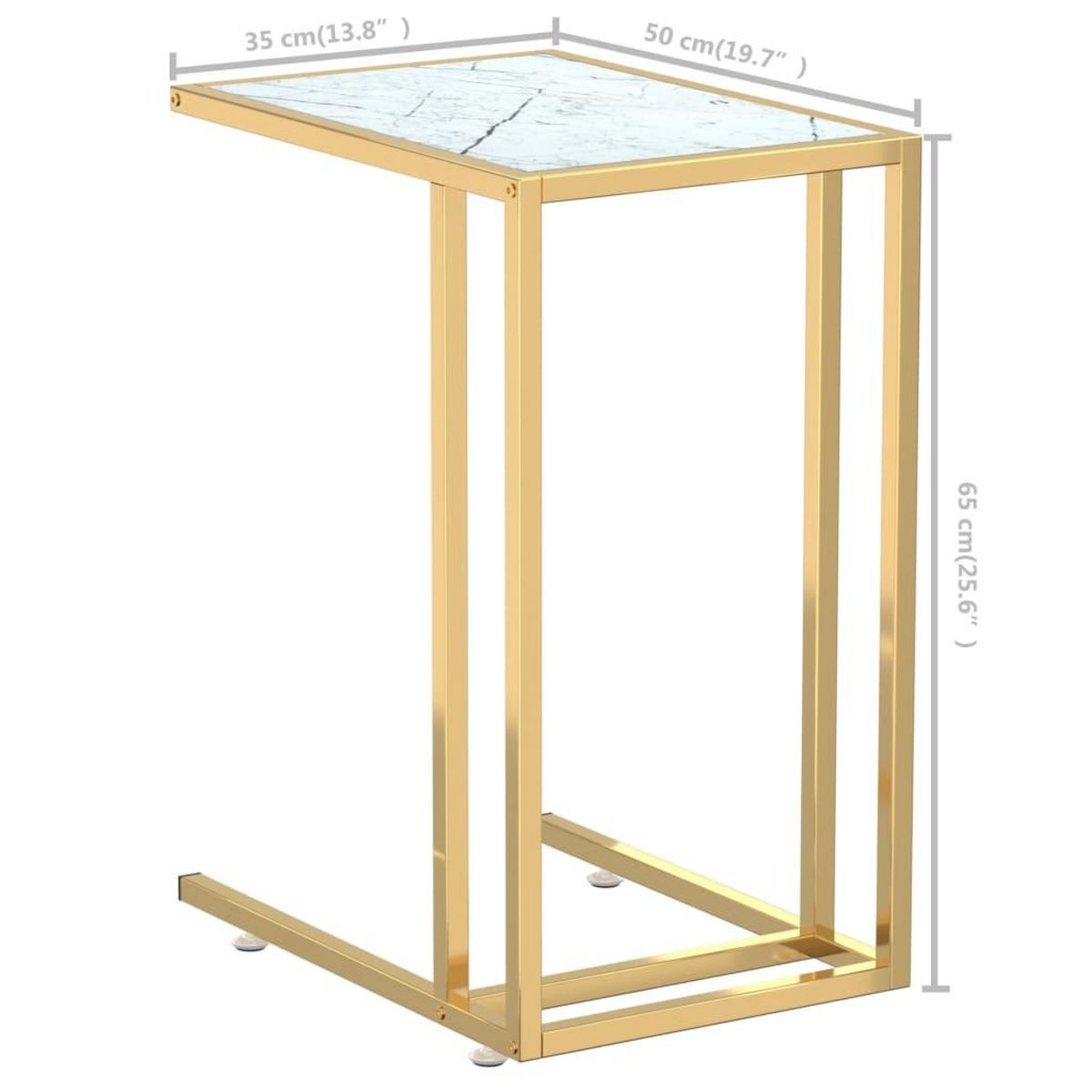 VIDAXL Table d'appoint ordinateur Marbre blanc 50x35x65cm Verre trempe