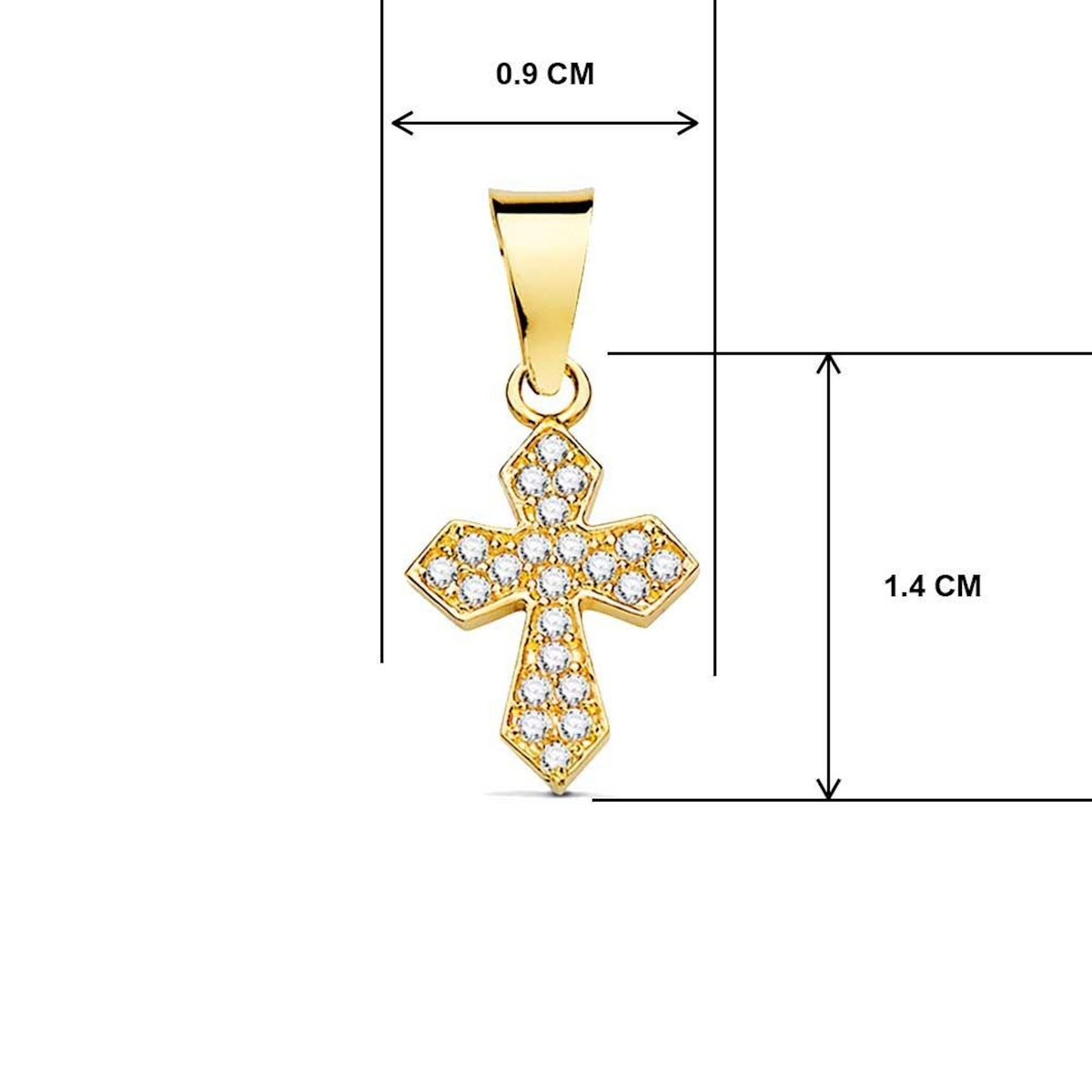 L'ATELIER D'AZUR Collier - Médaille Croix Or 18 Carats 750/000 Jaune et Zirconiums - Chaine Dorée
