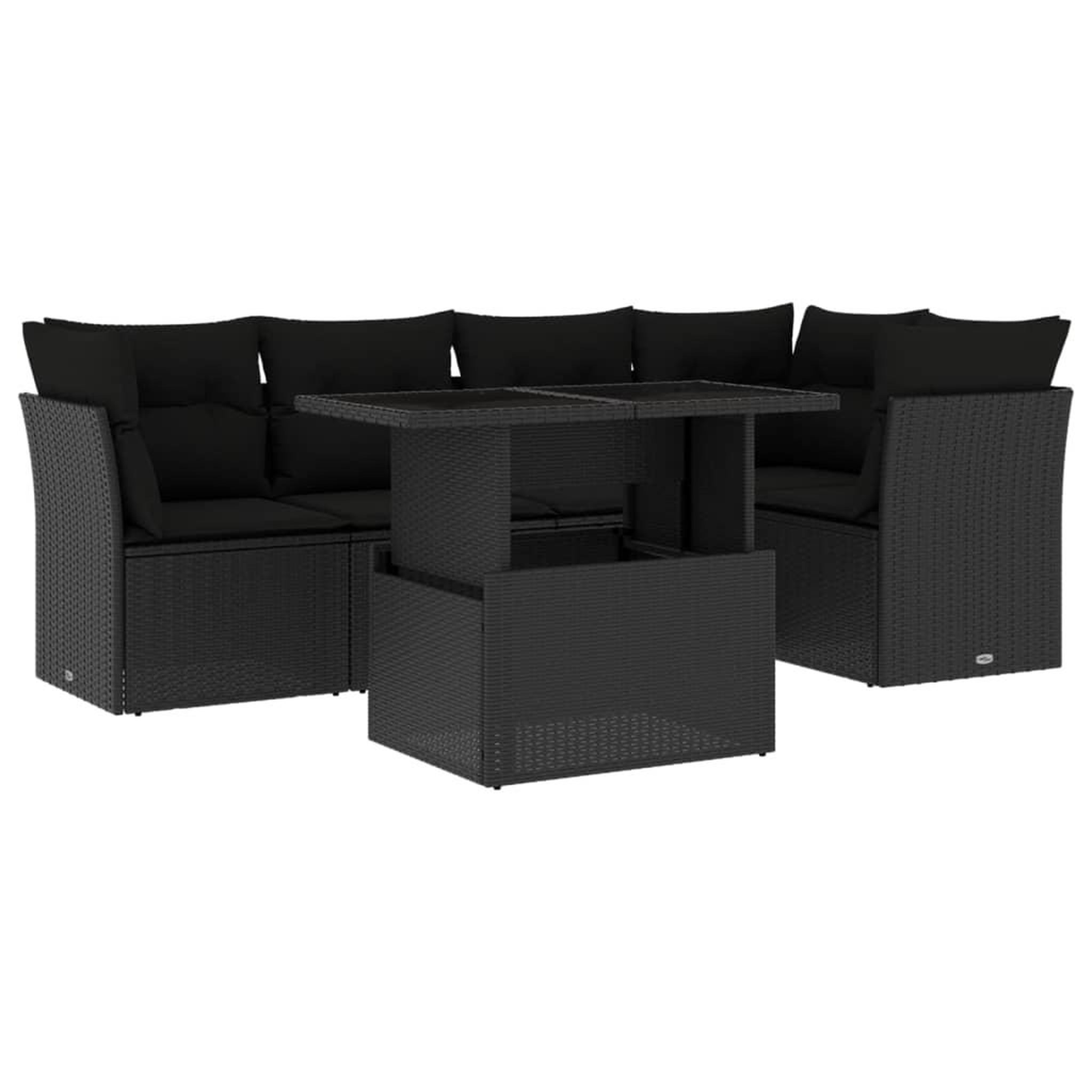 Voir la diapositive 2 : VIDAXL Salon de jardin 6 pcs avec coussins noir resine tressee