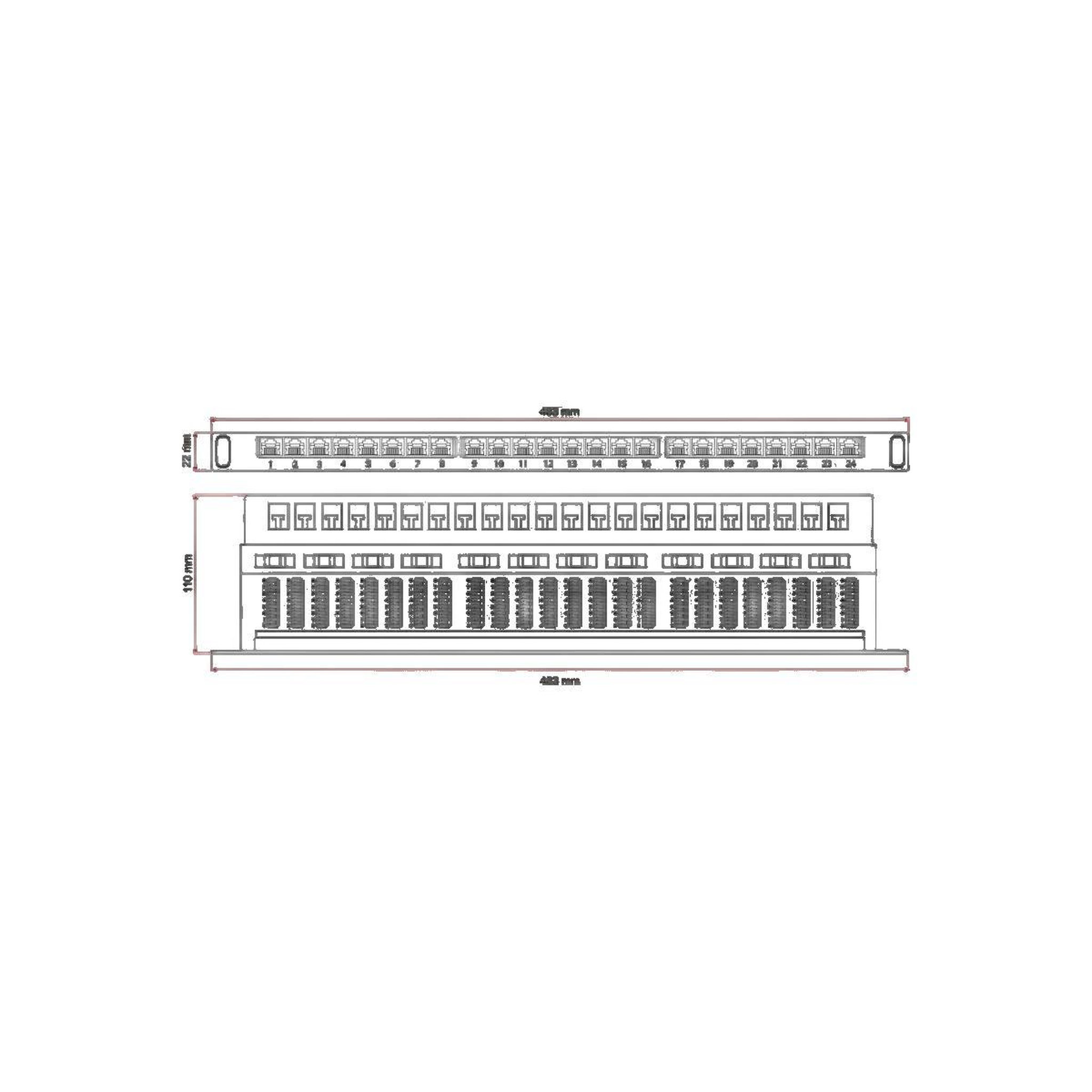 Voir la diapositive 2 : ANATEC Panneau de brassage alantec modèle 24 ports RJ45 gris