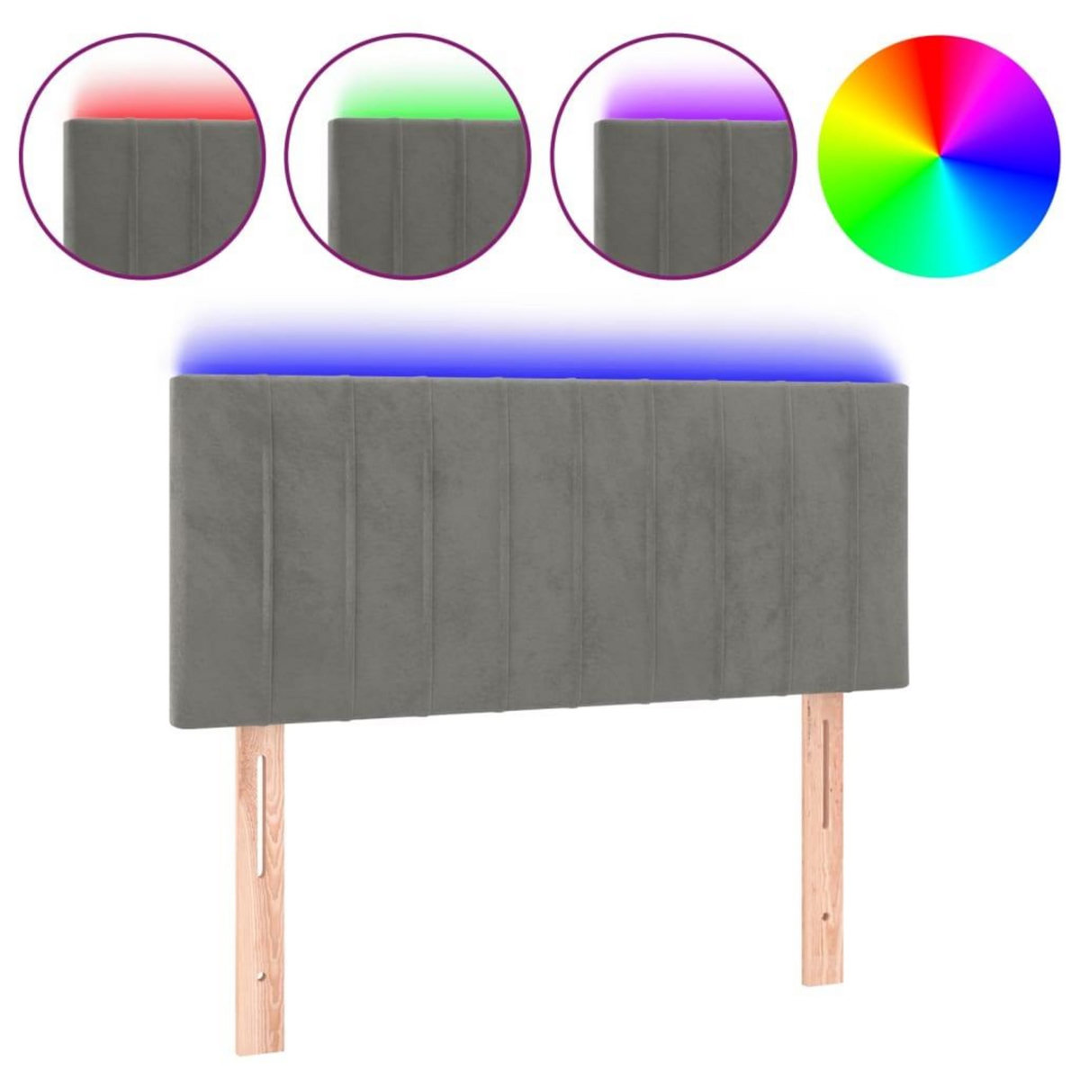 VIDAXL Tete de lit a LED Gris clair 90x5x78/88 cm Velours