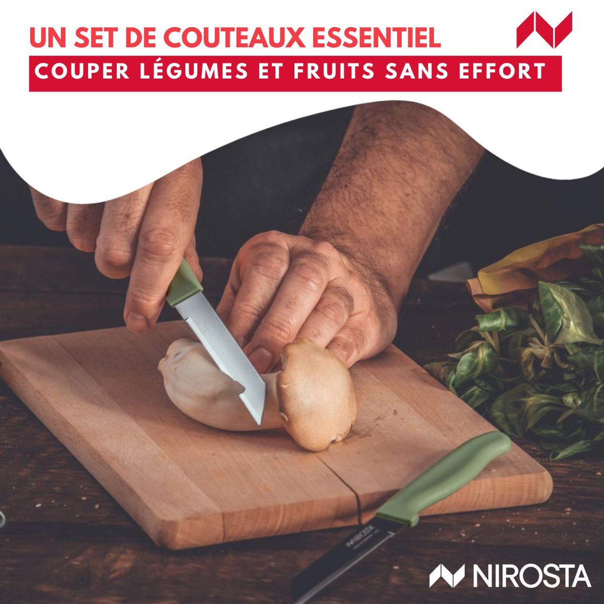 Voir la diapositive 4 : NIROSTA Set de 2 couteaux à légumes 19 cm nirosta elemental