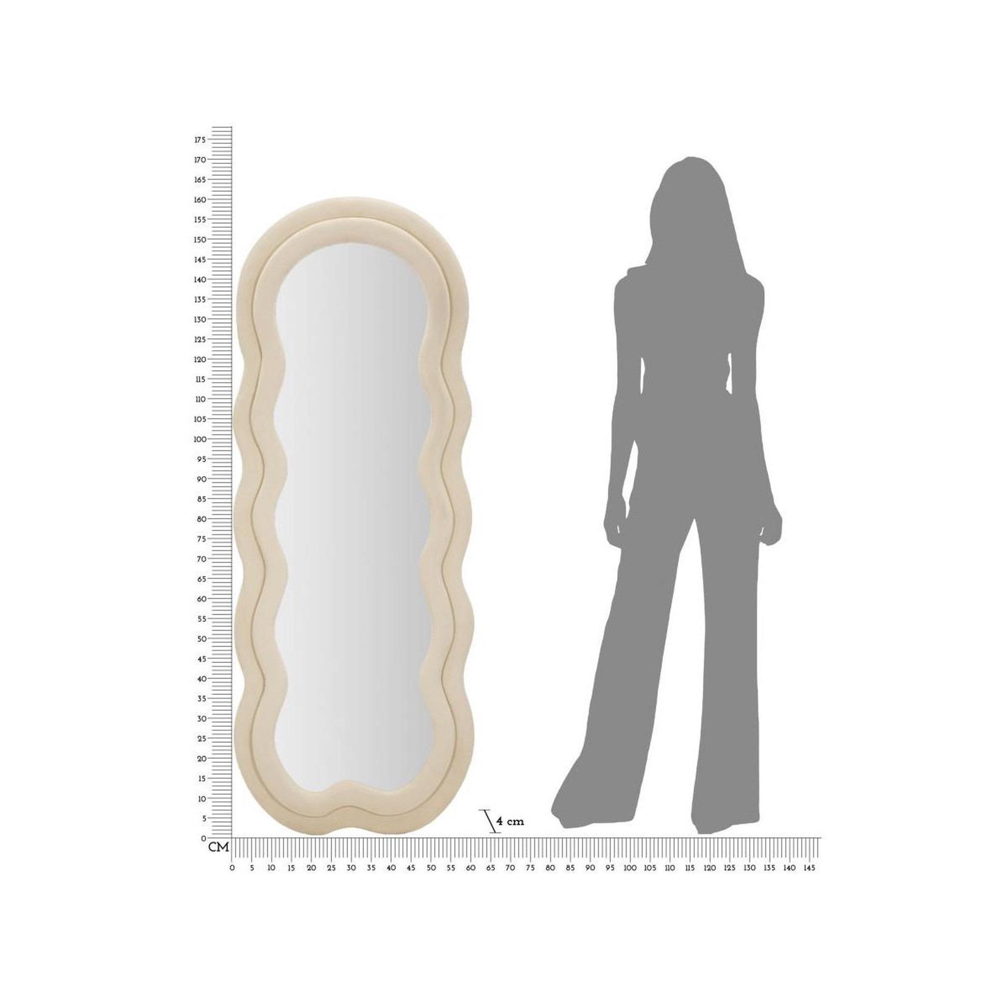 Voir la diapositive 6 : Paris Prix Miroir mural en velours  wavy  160cm crème