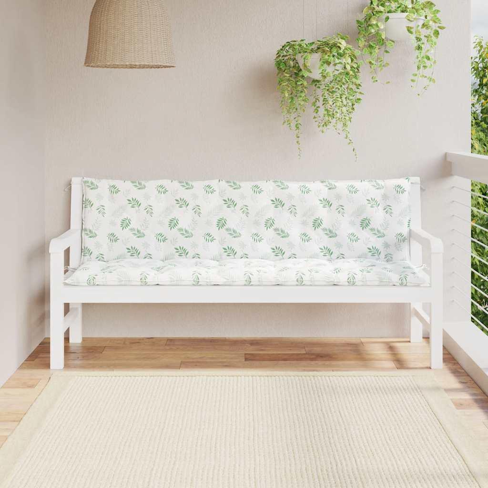 Voir la diapositive 3 : VIDAXL Coussins de banc jardin lot de 2 motif de feuilles tissu Oxford
