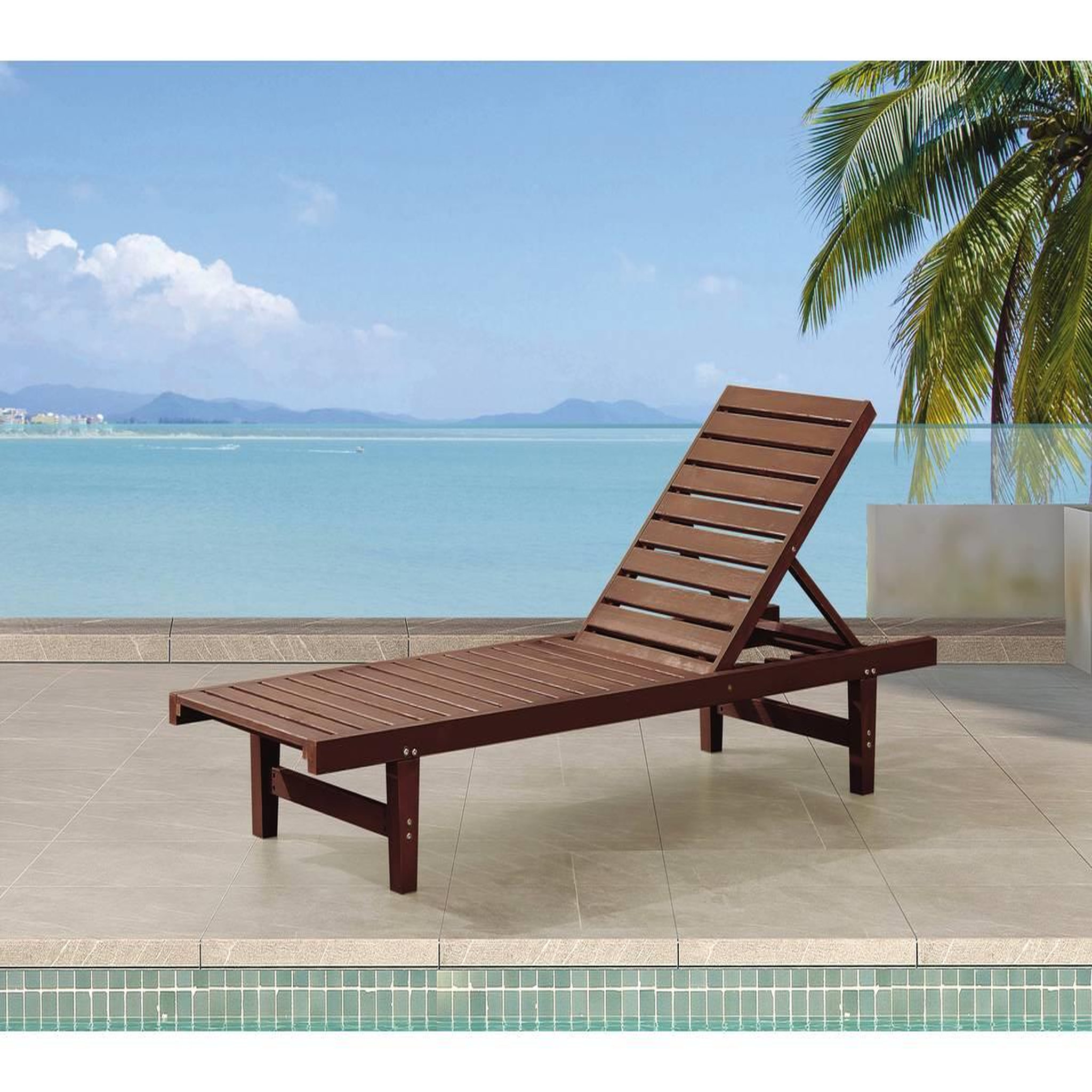 Voir la diapositive 2 : Habitat et Jardin Lot de 2 bains de soleil en bois  Rawai  - Marron