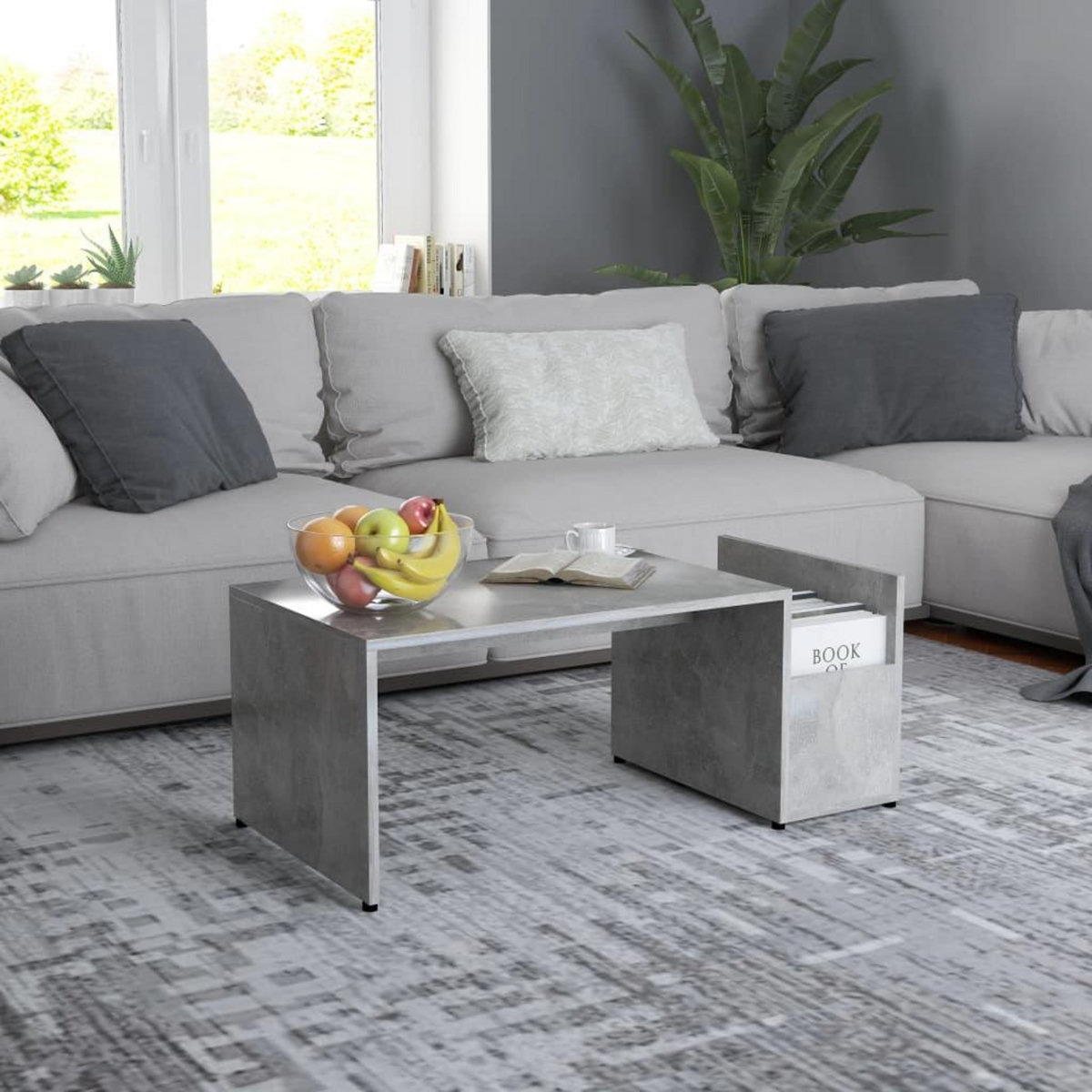 VIDAXL Table basse Gris beton 90x45x35 cm bois d'ingenierie