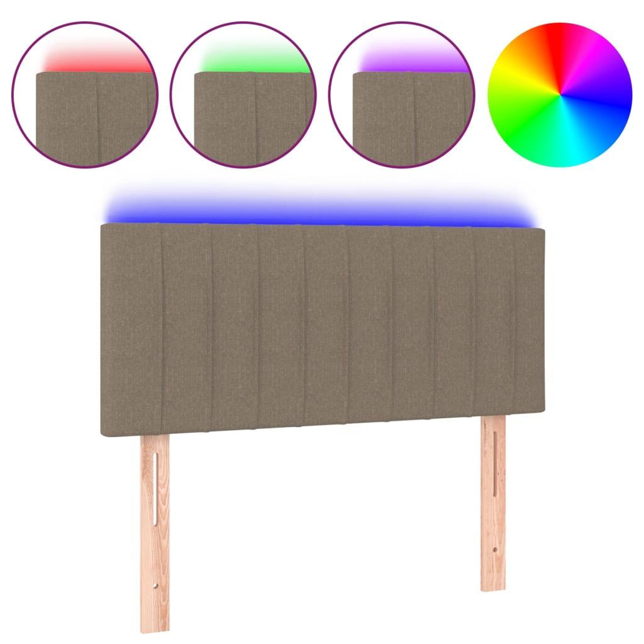 Voir la diapositive 2 : VIDAXL Tete de lit a LED Taupe 90x5x78/88 cm Tissu