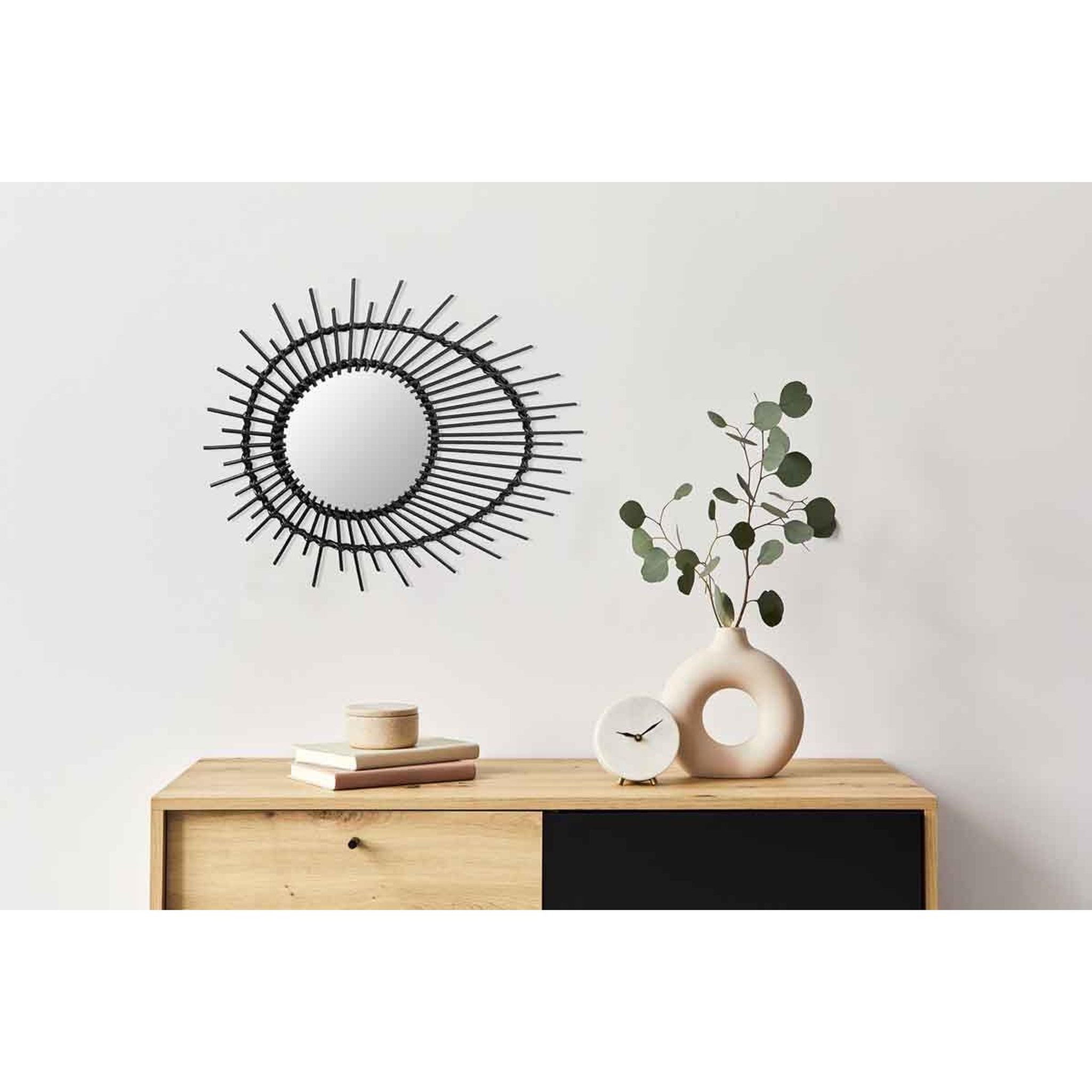 Voir la diapositive 4 : Paris Prix Miroir Mural Design en Rotin  Aina  58cm Noir