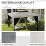Voir la diapositive 5 : OUTSUNNY Tonnelle barnum de jardin 3L x 3l m avec 4 moustiquaires amovibles - double toit - métal polyester blanc cassé