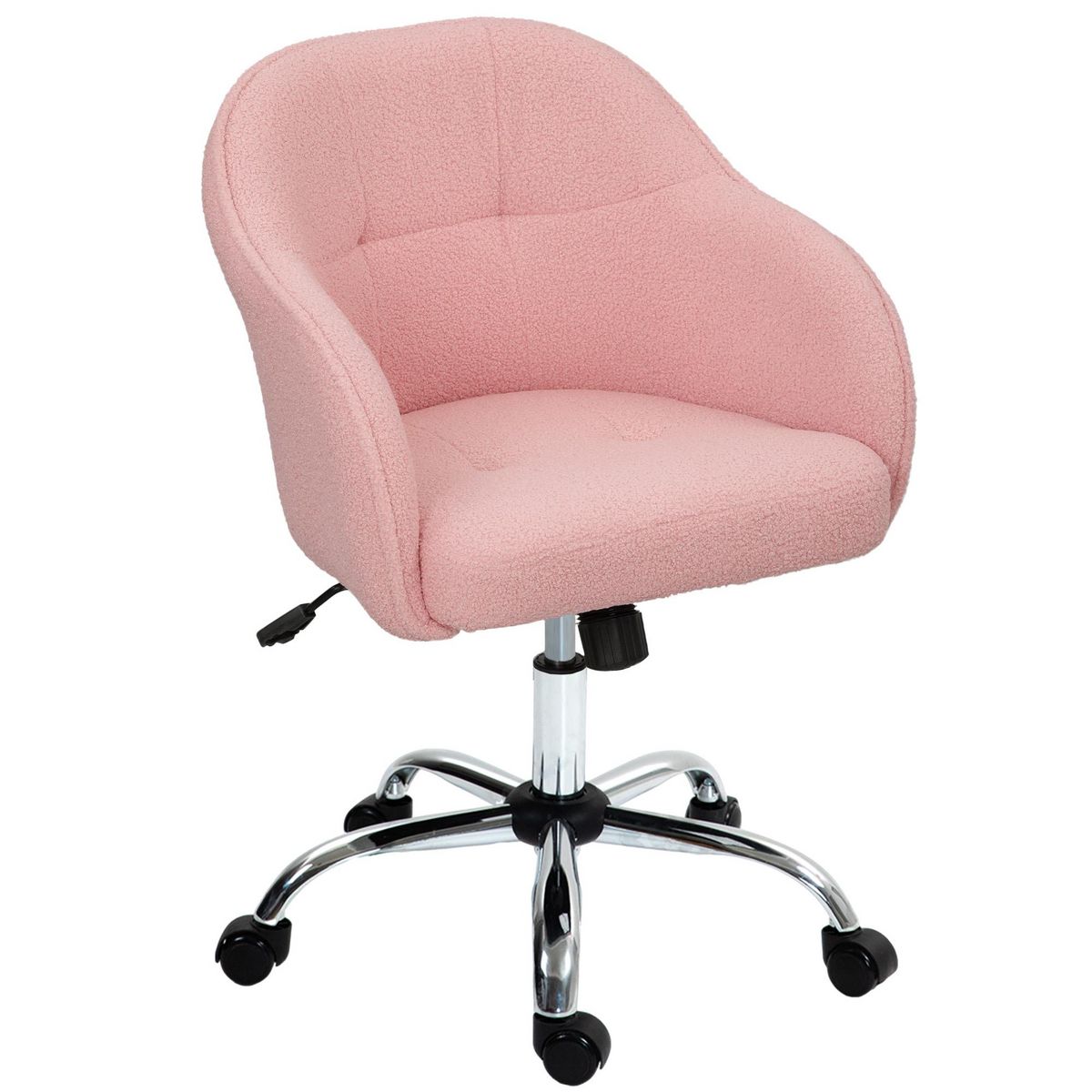 HOMCOM Chaise de bureau tissu bouclette design hauteur réglable pivotante piètement acier