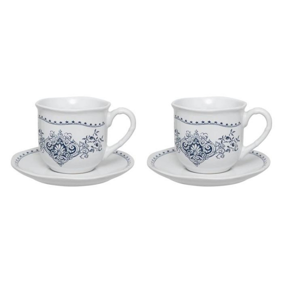 SECRET DE GOURMET Coffret 2 Tasses & Sous-Tasses  Little Cottage  18cl Blanc
