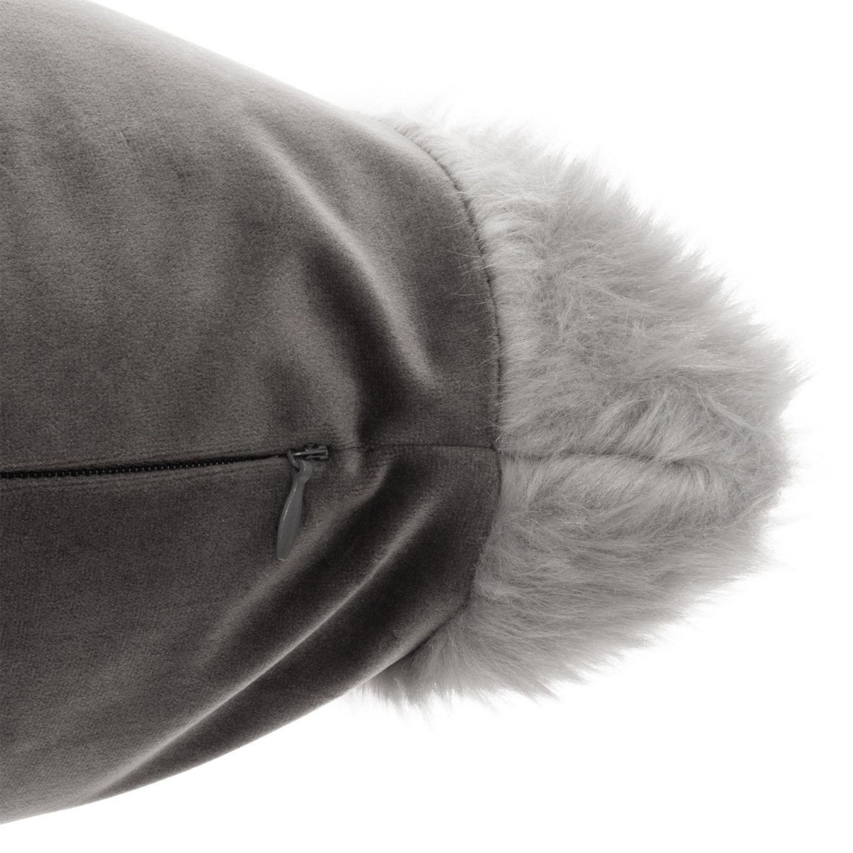 FEERIC LIGHT & CHRISTMAS Coussin carré imitiation fourrure Terre sauvage - L. 40 x l. 40 cm - Gris