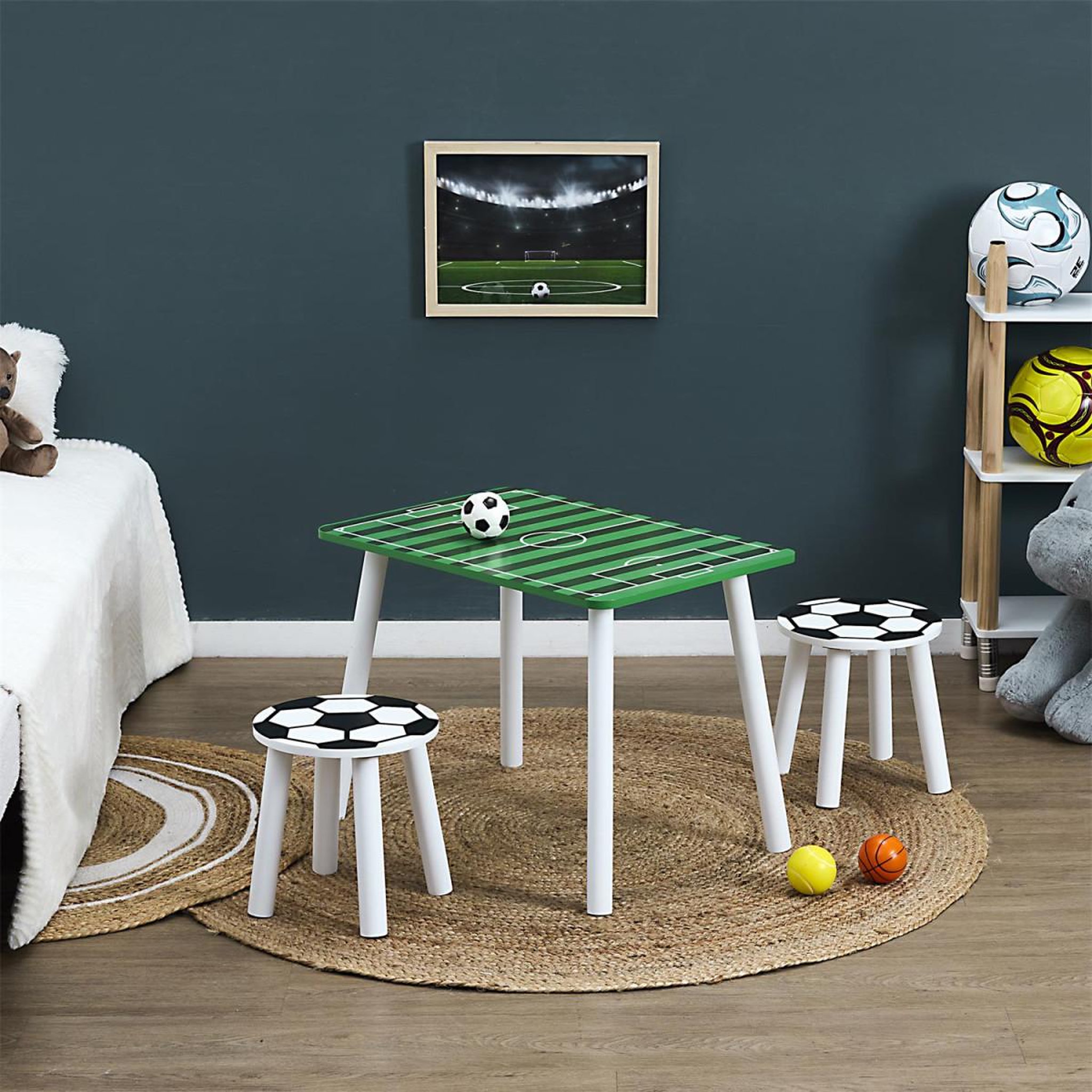 Voir la diapositive 5 : HOME DECO KIDS Table & 2 tabourets enfant  foot  60cm multicolore