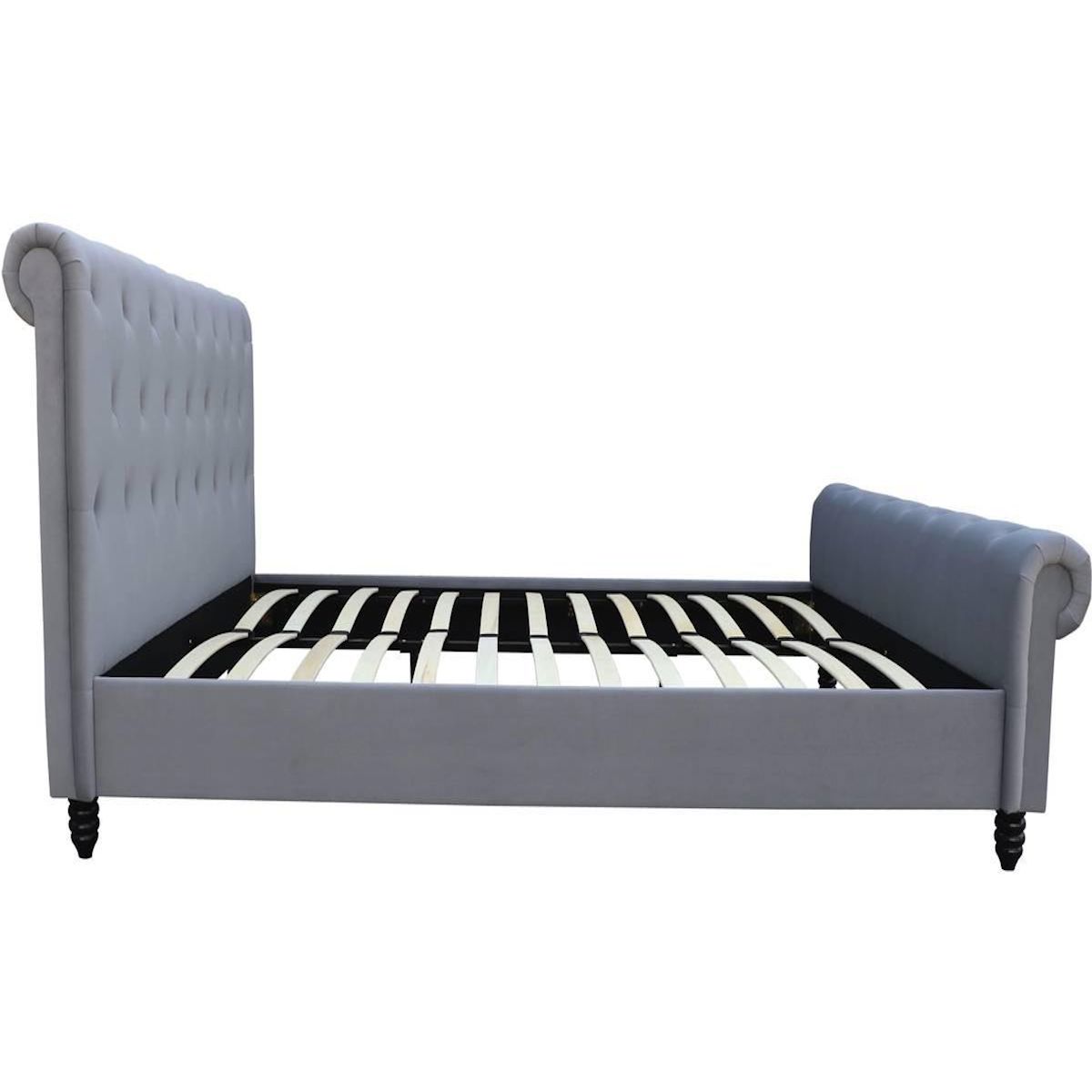 Habitat et Jardin Lit Velours  Godefroy  - 140 x 190 cm - Gris